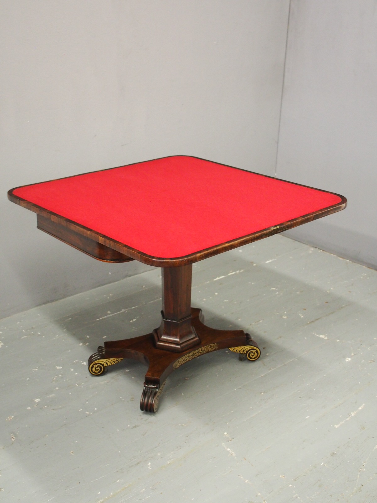 Regency Brass Inlaid Rosewood Card Table (1 of 14)