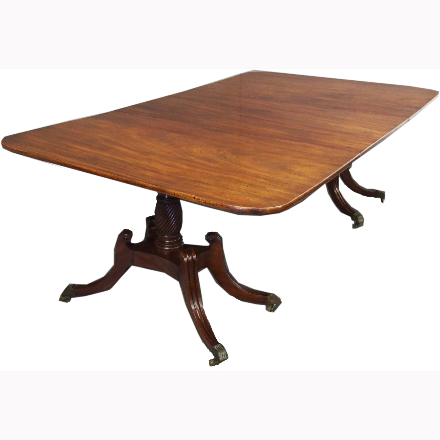 George IV Mahogany Twin Pillar Dining Table with 1 Leaf (1 of 12)