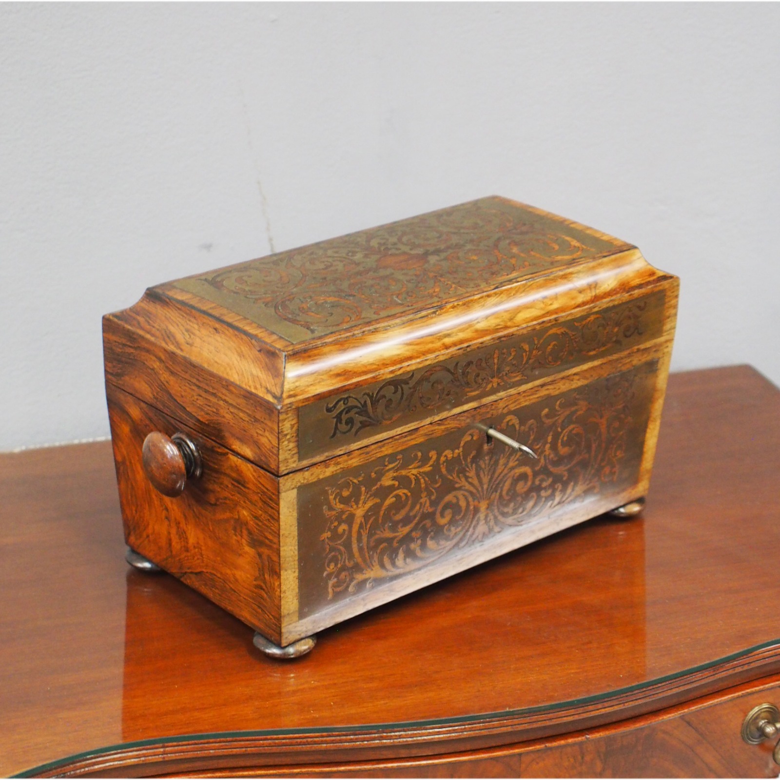Brass Inlaid Rosewood Tea Caddy c.1810 (1 of 12)