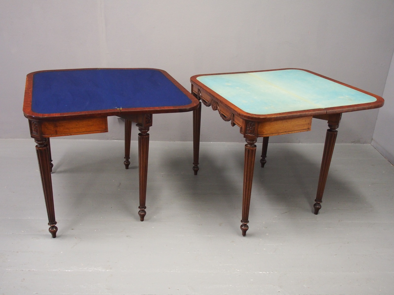 Pair of William IV Mahogany Fold-Over Card Tables (1 of 16)