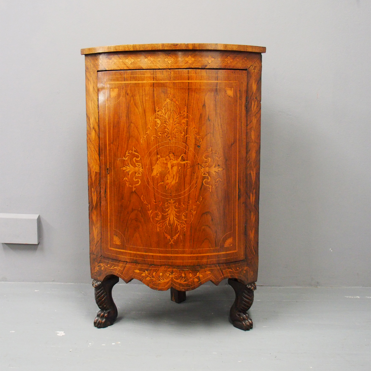 Dutch Walnut & Marquetry Floor Standing Corner Cabinet (1 of 16)