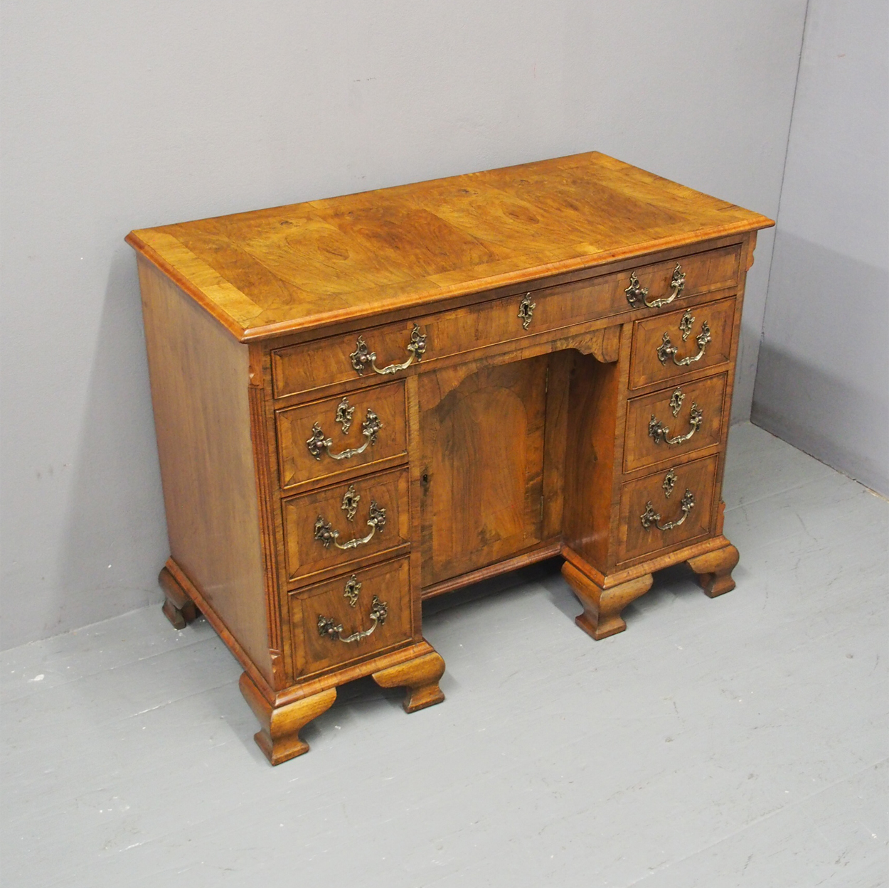 George II Style Walnut Kneehole Desk c.1880 (1 of 13)