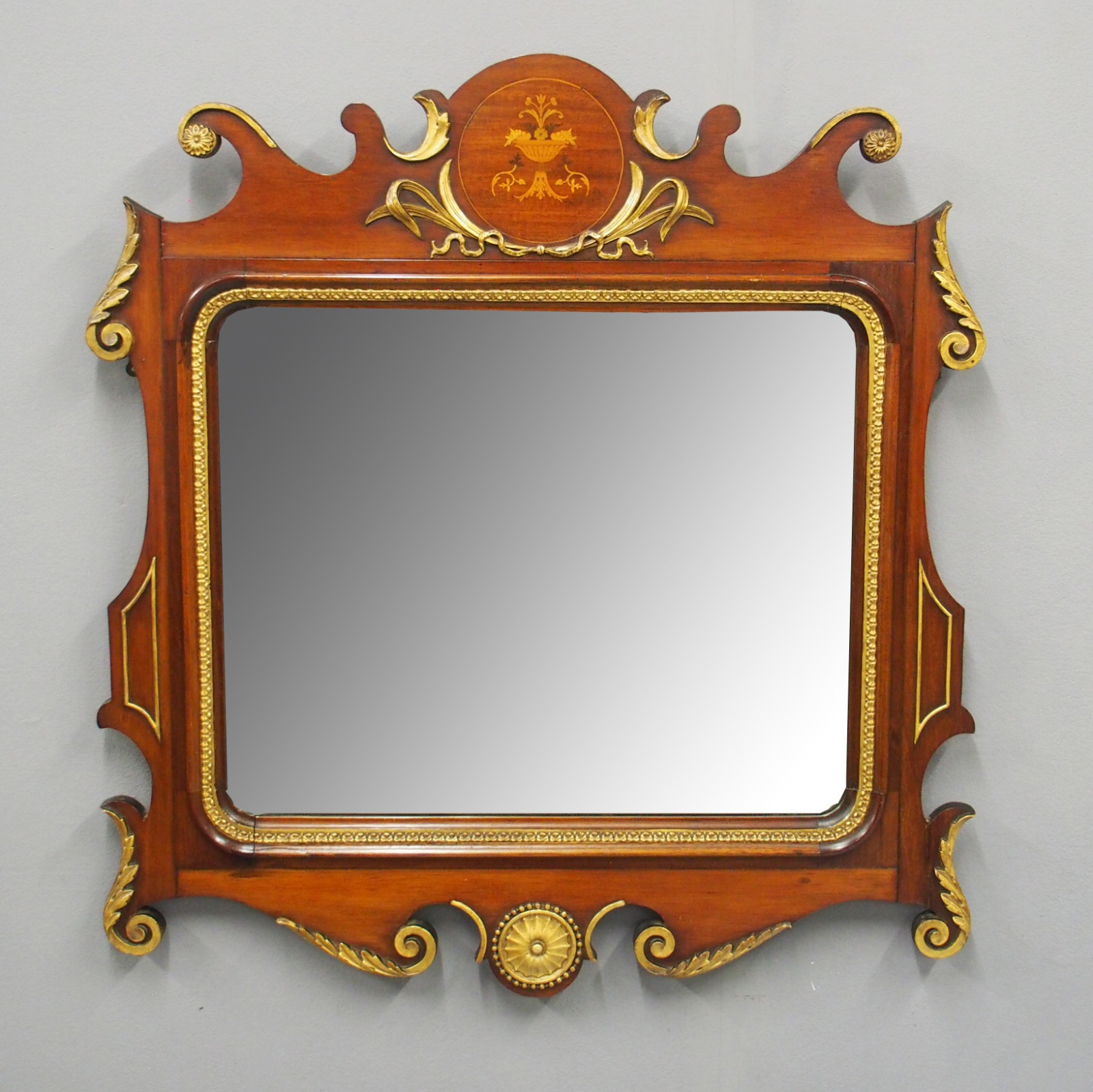 George II Style Mahogany Inlaid & Gilded Wall Mirror c.1880 (1 of 10) George II Style Mahogany Inlaid & Gilded Wall Mirror c.1880 (1 of 10)