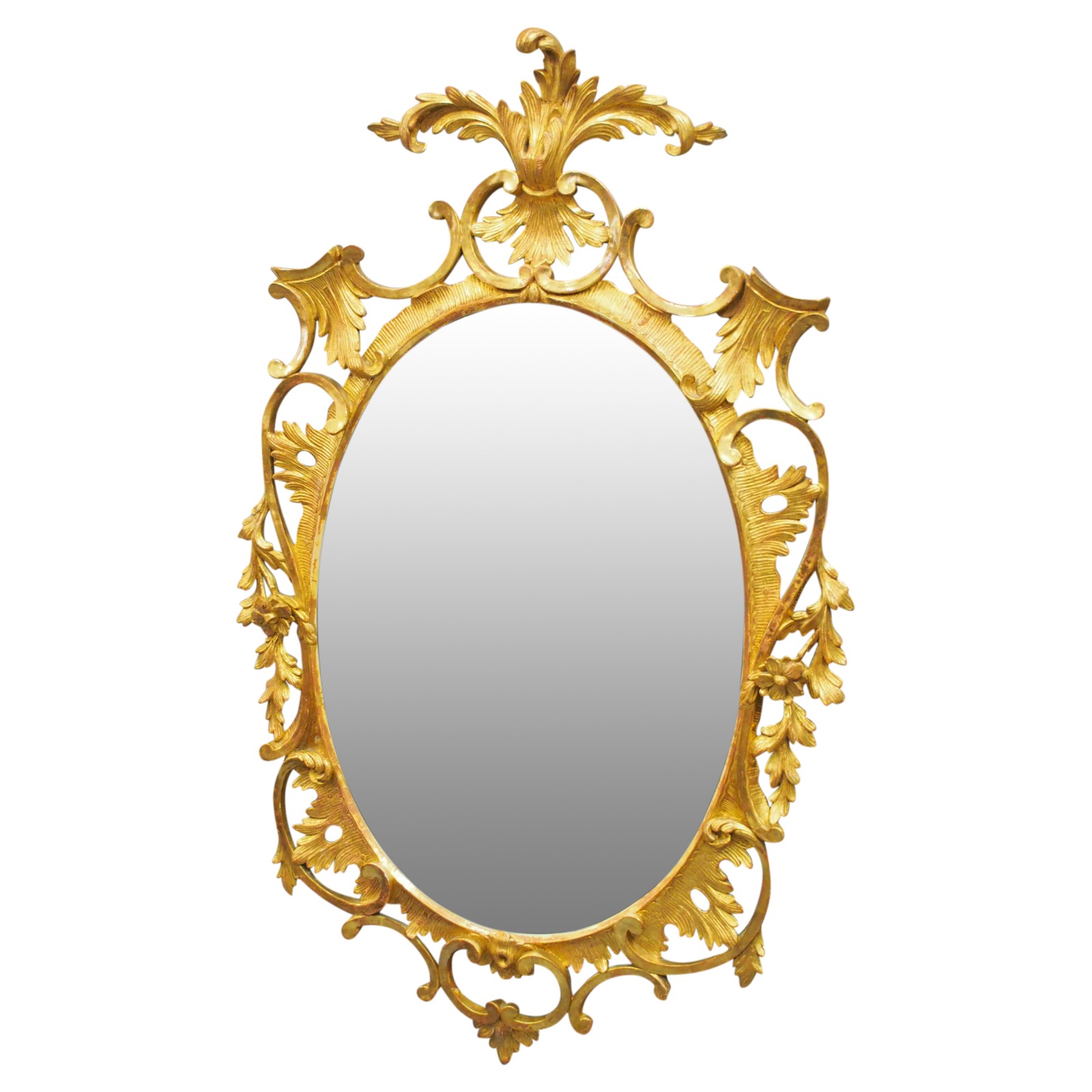 Adams Style Carved Wood & Gilded Oval Mirror (1 of 10)