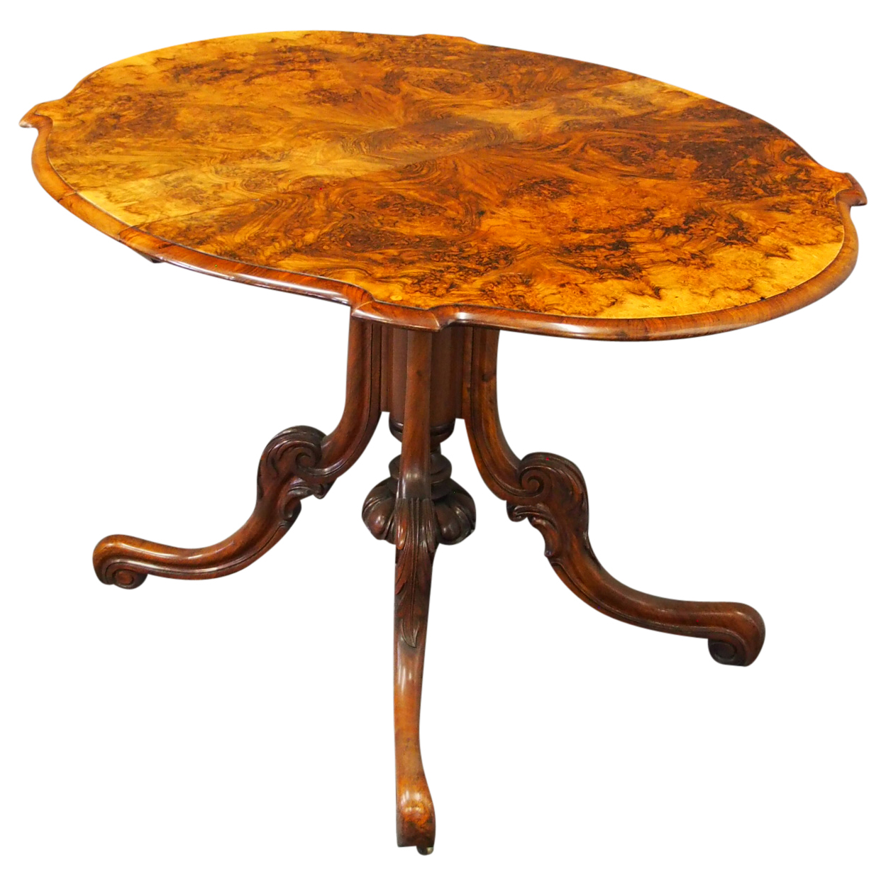 Large Victorian Burr Walnut Sutherland Tea Table (1 of 11)