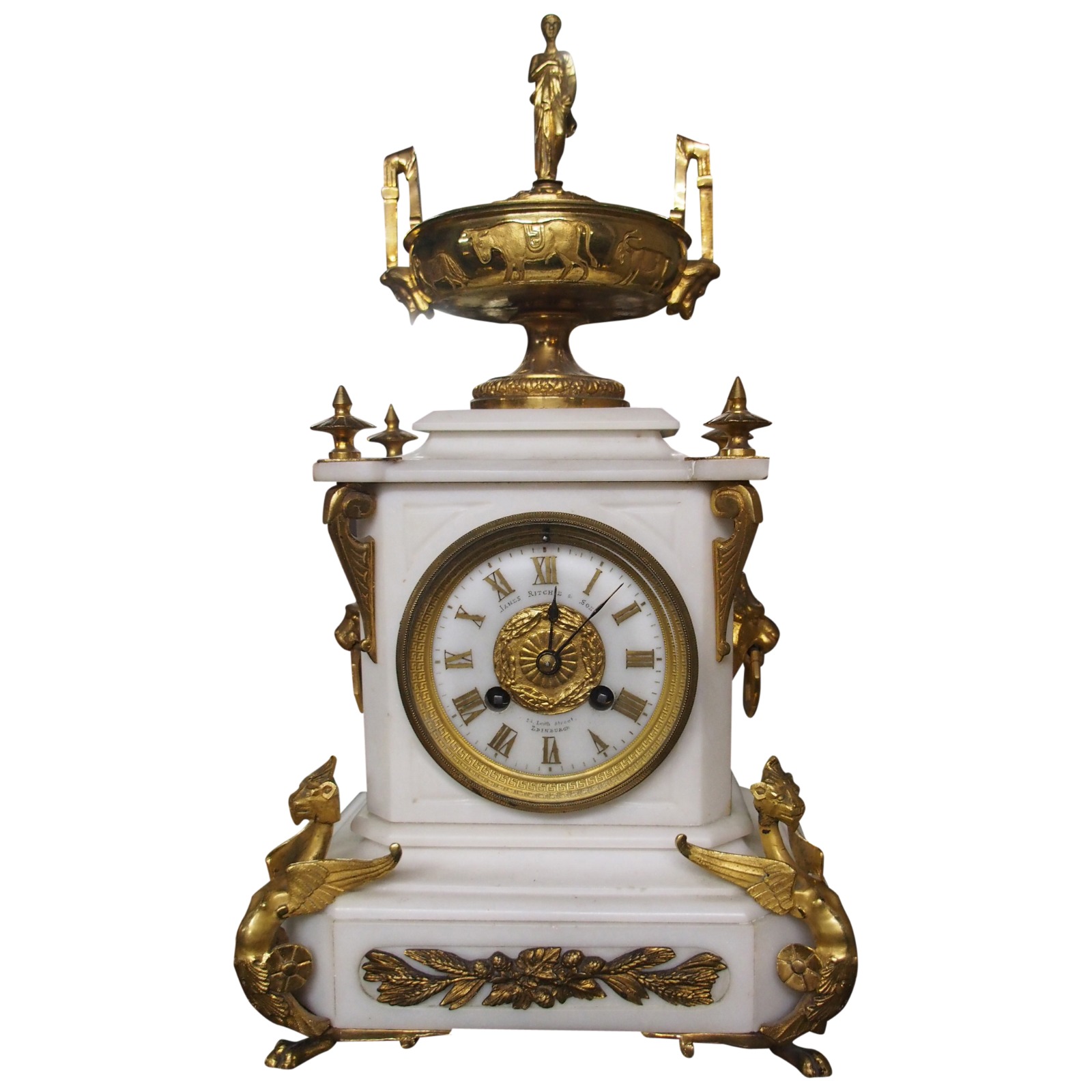 White Marble Mantel Clock by James Ritchie & Son of Edinburgh (1 of 20)