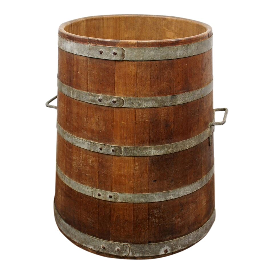 Large Staved Teak Ships Water Butt c.1900 (1 of 1) Large Staved Teak Ships Water Butt c.1900 (1 of 1)