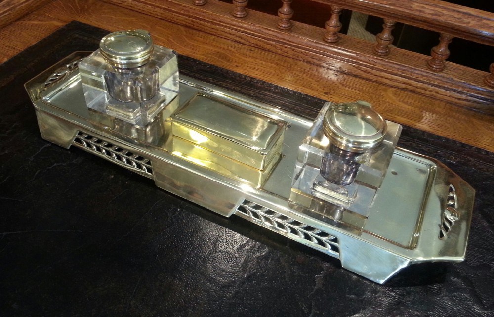 Secessionist Brass Ink Stand c.1900 (1 of 3)