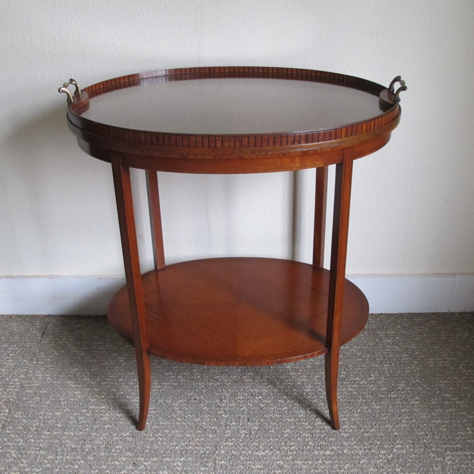 Satinwood Occasional Table with Detachable Glass Tray (1 of 6)