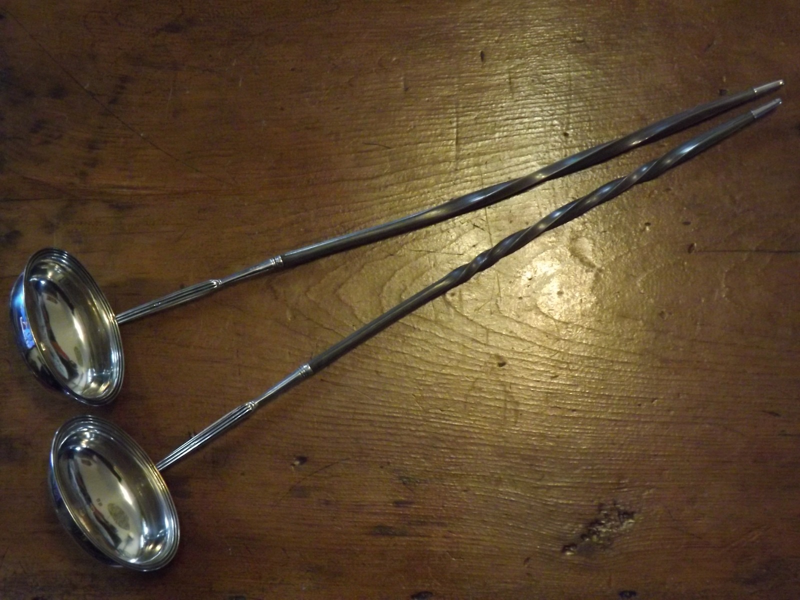 Antique Early Victorian Pair of Sterling Silver & Whalebone Punch Ladles - London 1838 (1 of 13)