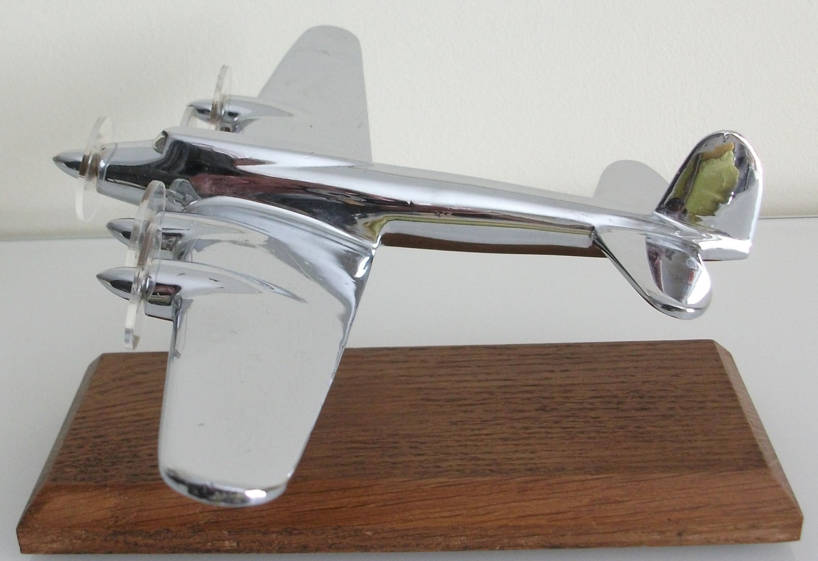 1940s Chrome Plated Bronze Plane on Original Oak Wood Stand (1 of 1) 1940s Chrome Plated Bronze Plane on Original Oak Wood Stand (1 of 1)