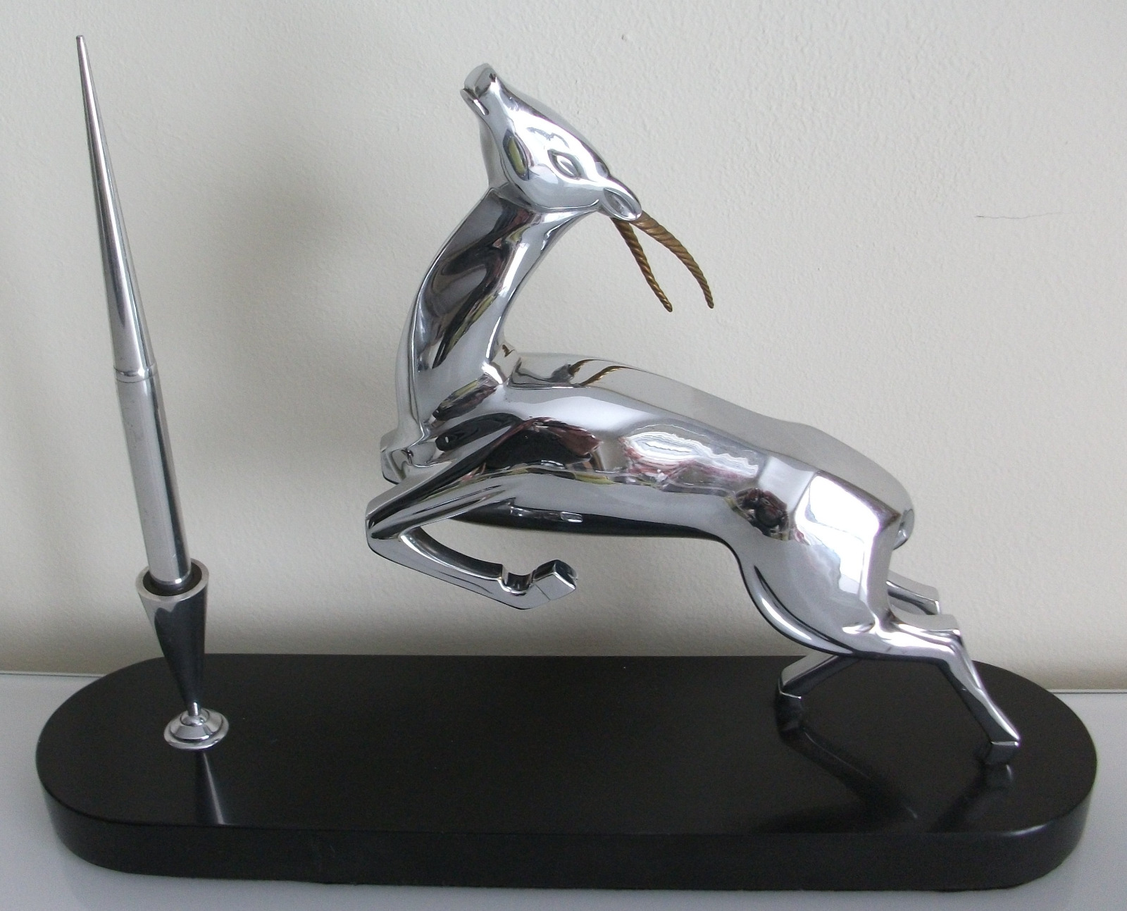 Original Art Deco 1930s French Chromed Bronze Gazelle Pen Holder (1 of 1) Original Art Deco 1930s French Chromed Bronze Gazelle Pen Holder (1 of 1)