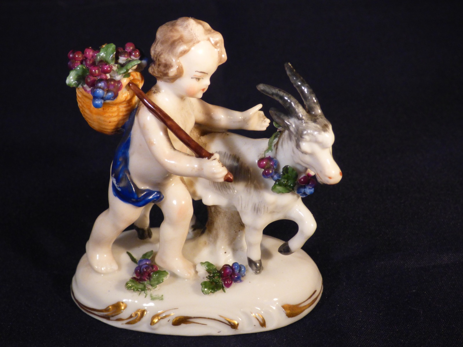 19th Century Samson Porcelain Cherub Putti Figurine No Wings Gold