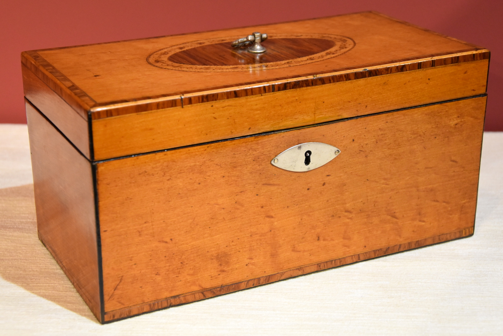 Fine George III Satinwood Inlaid Tea Caddy (1 of 7)