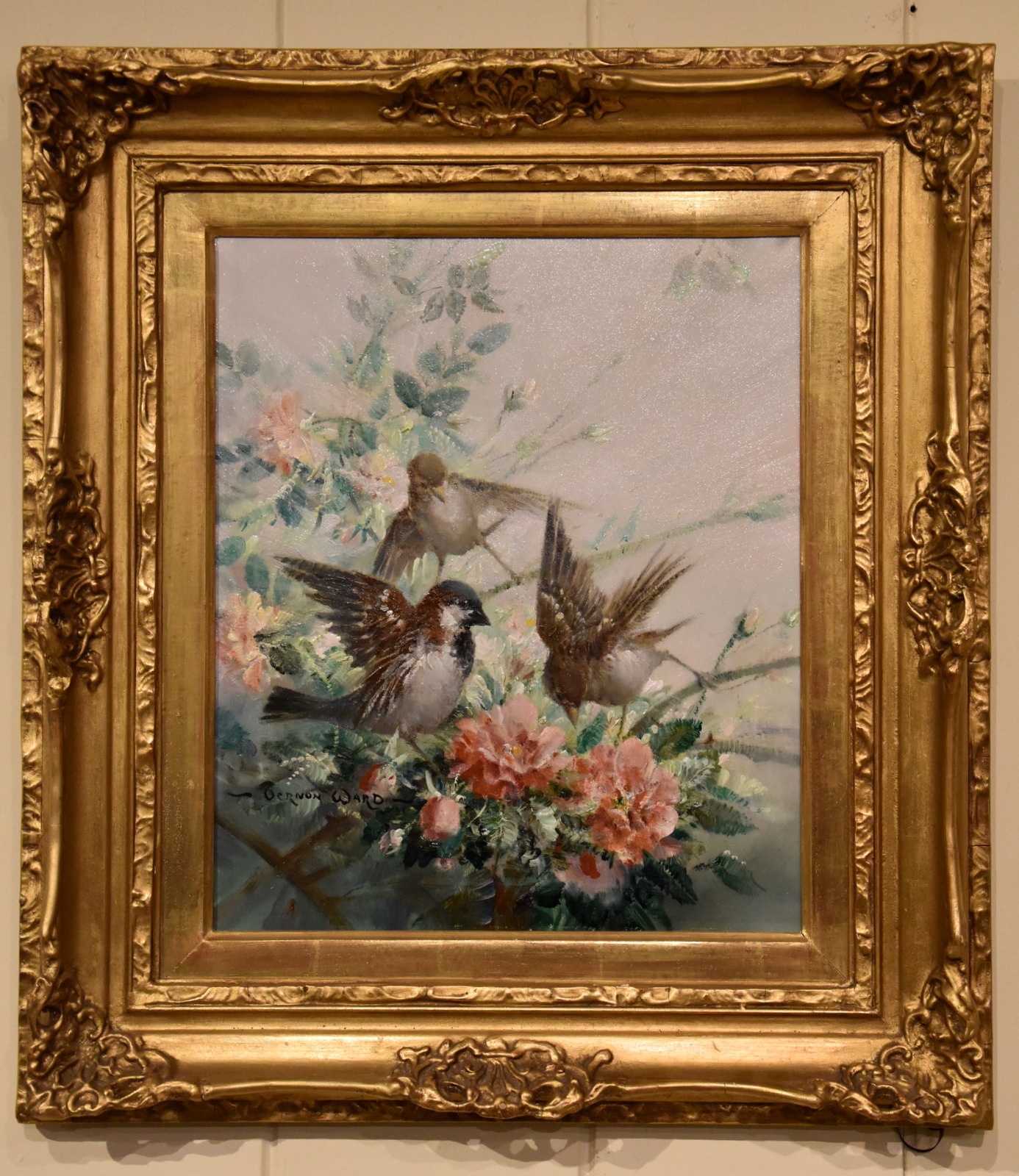 Oil Painting by Vernon De Beauvoir Ward “Sparrow and Spring Blossom" (1 of 6)