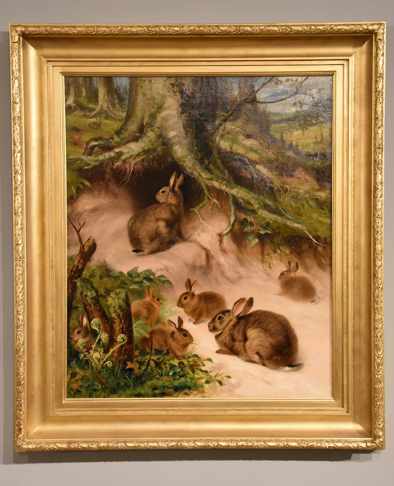 Oil Painting by Henry Grant - A Woodland Warren (1 of 7)