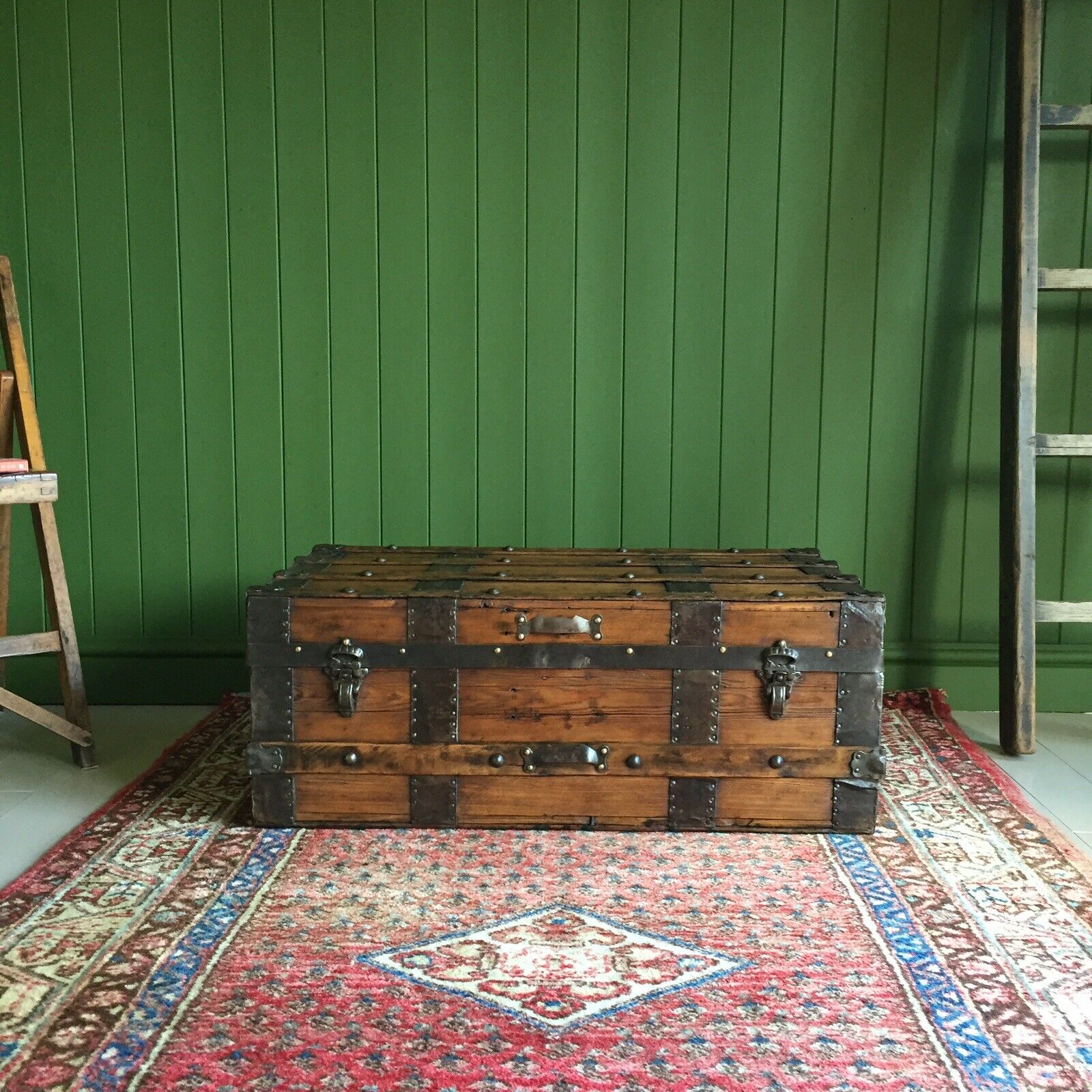Antique Victorian Steamer Trunk Coffee Table Old Rustic Pine Blanket Chest (1 of 1) Antique Victorian Steamer Trunk Coffee Table Old Rustic Pine Blanket Chest (1 of 1)
