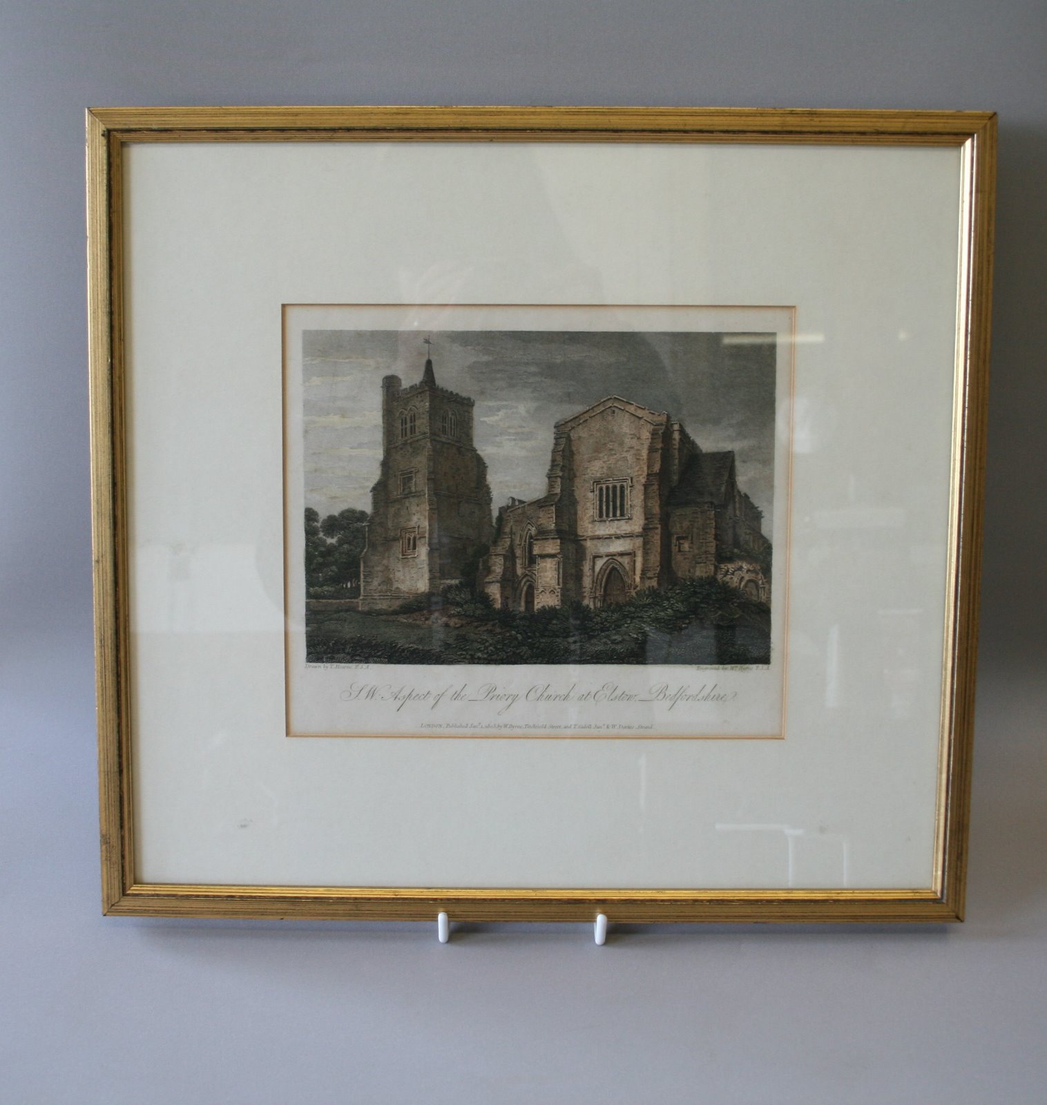 Hand Coloured Copperplate View of Priory Church at Elstow (1 of 1)