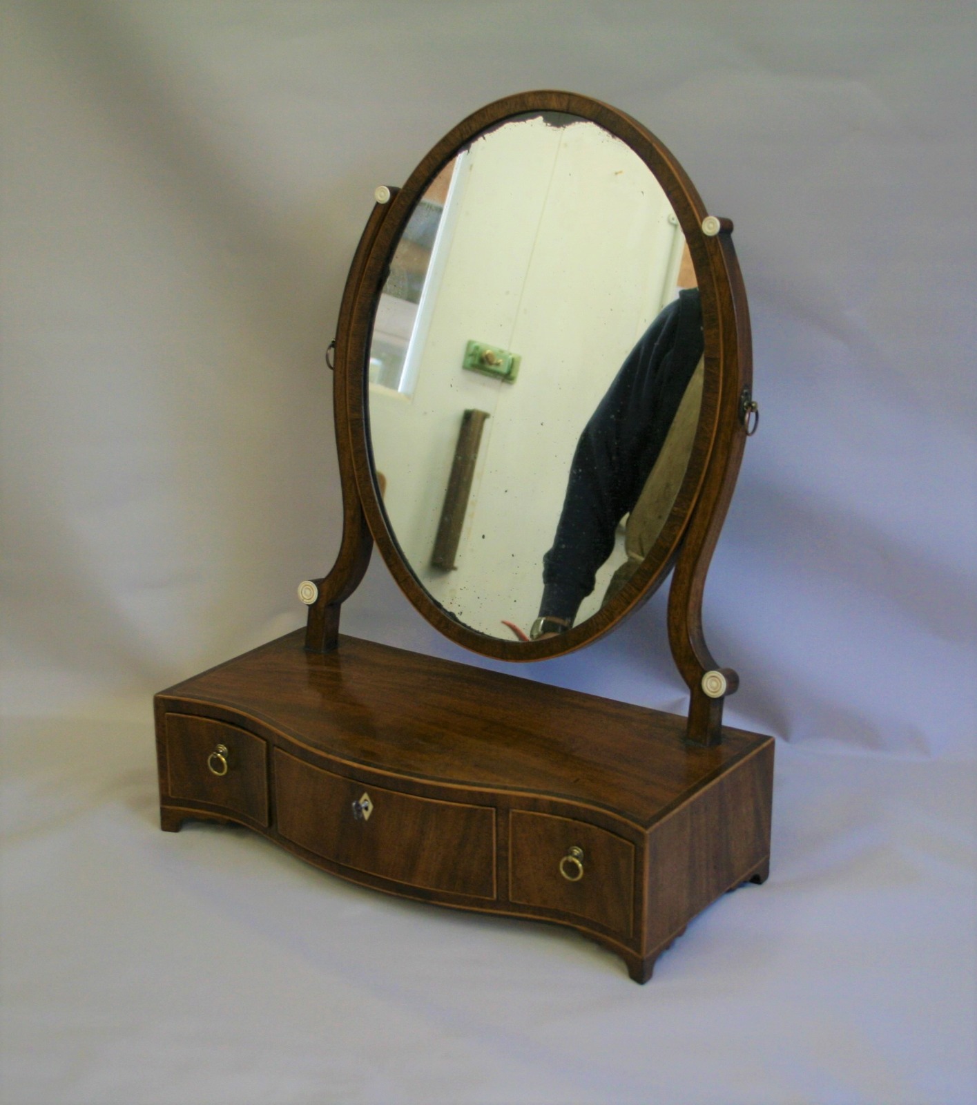 Georgian Serpentine Fronted Mahogany & Boxwood Strung Toilet Mirror (1 of 5)