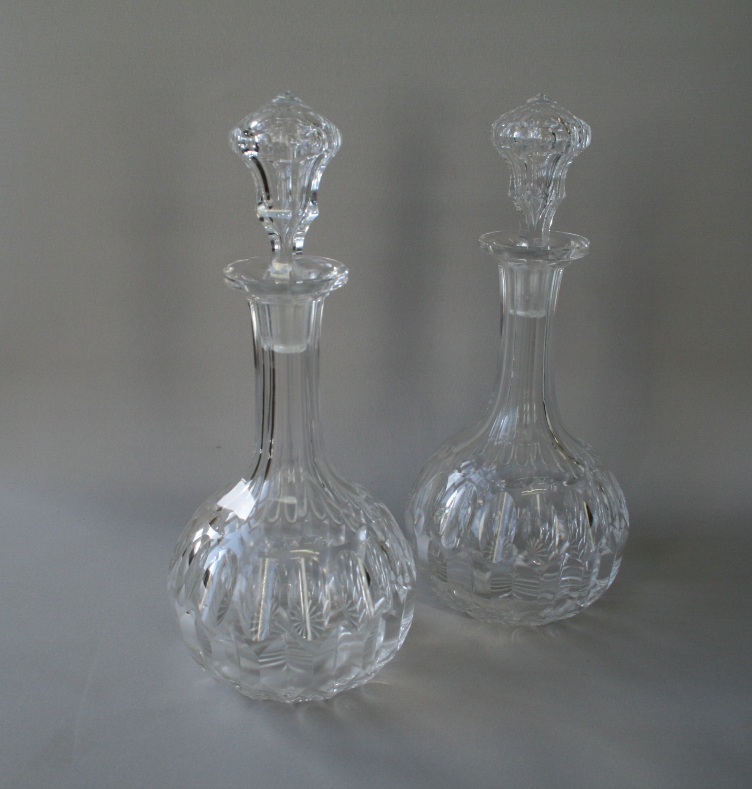 Pair of Cut Glass Globe Decanters c.1900 (1 of 3)