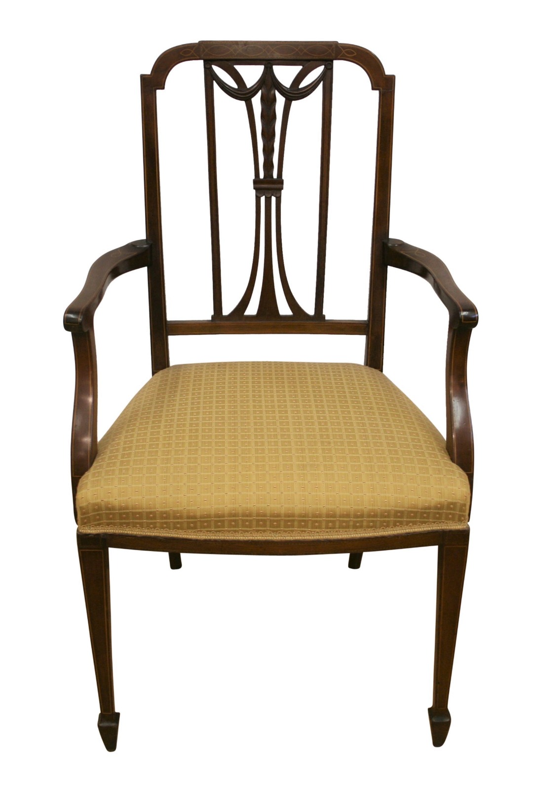 Edwardian Mahogany & Inlaid Open Armchair in Hepplewhite Style (1 of 3)
