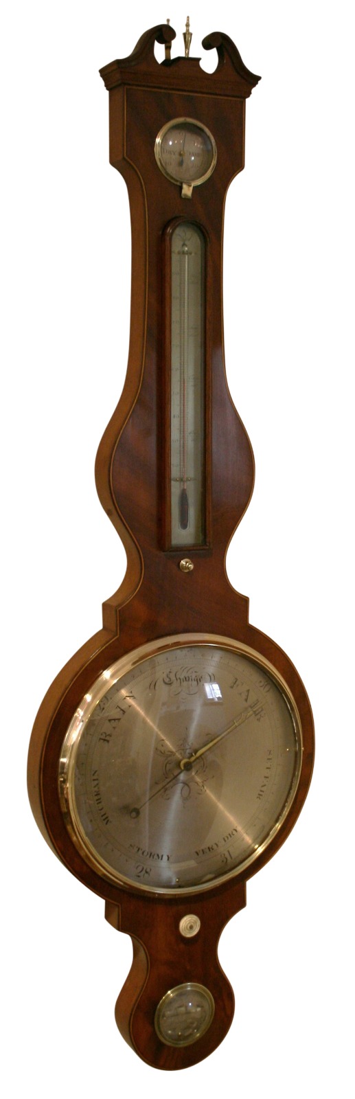 Georgian Mahogany Four Piece Wheel Barometer by G Fognetti & Co of Worcester (1 of 1)