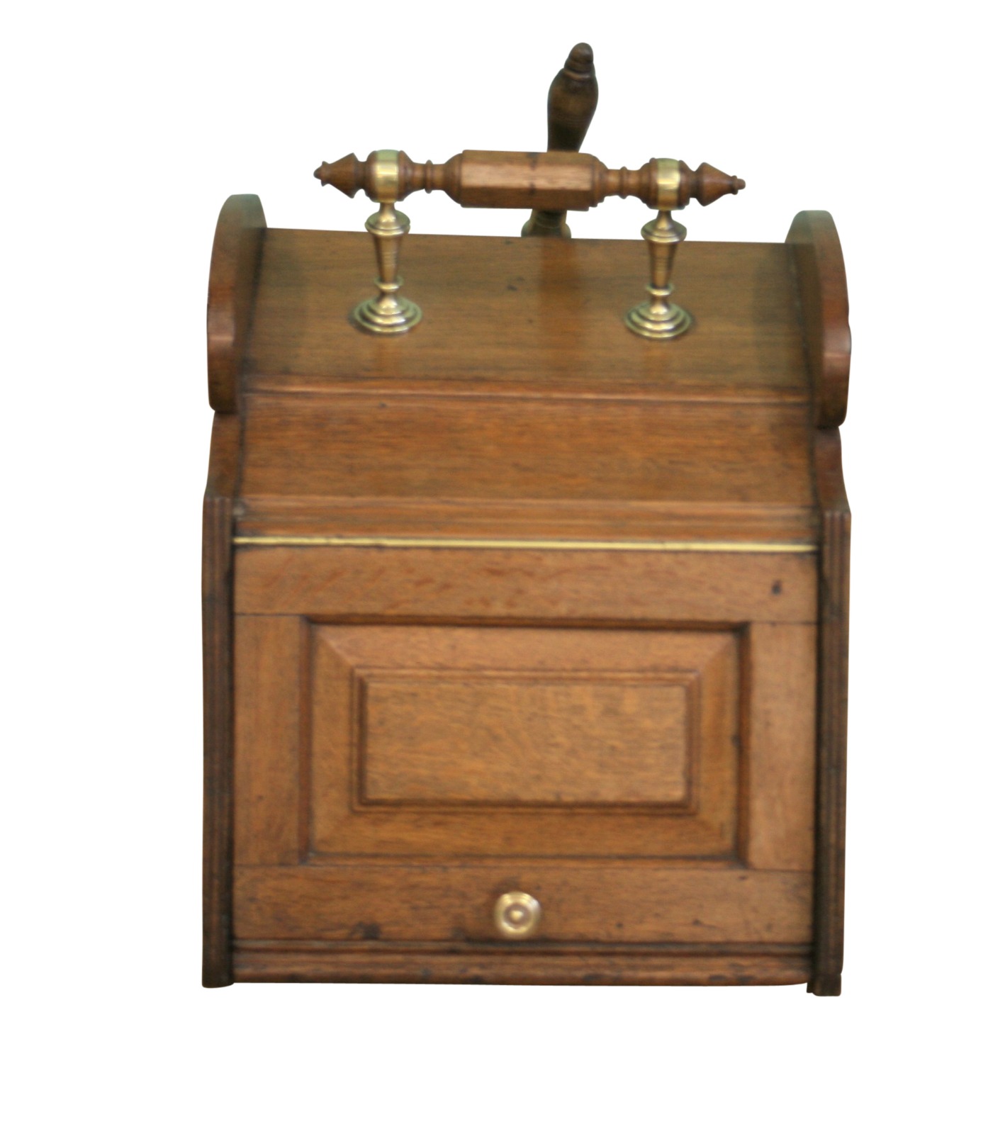 Late Victorian Oak Fireside Coal Scuttle with Brass Scoop (1 of 4)