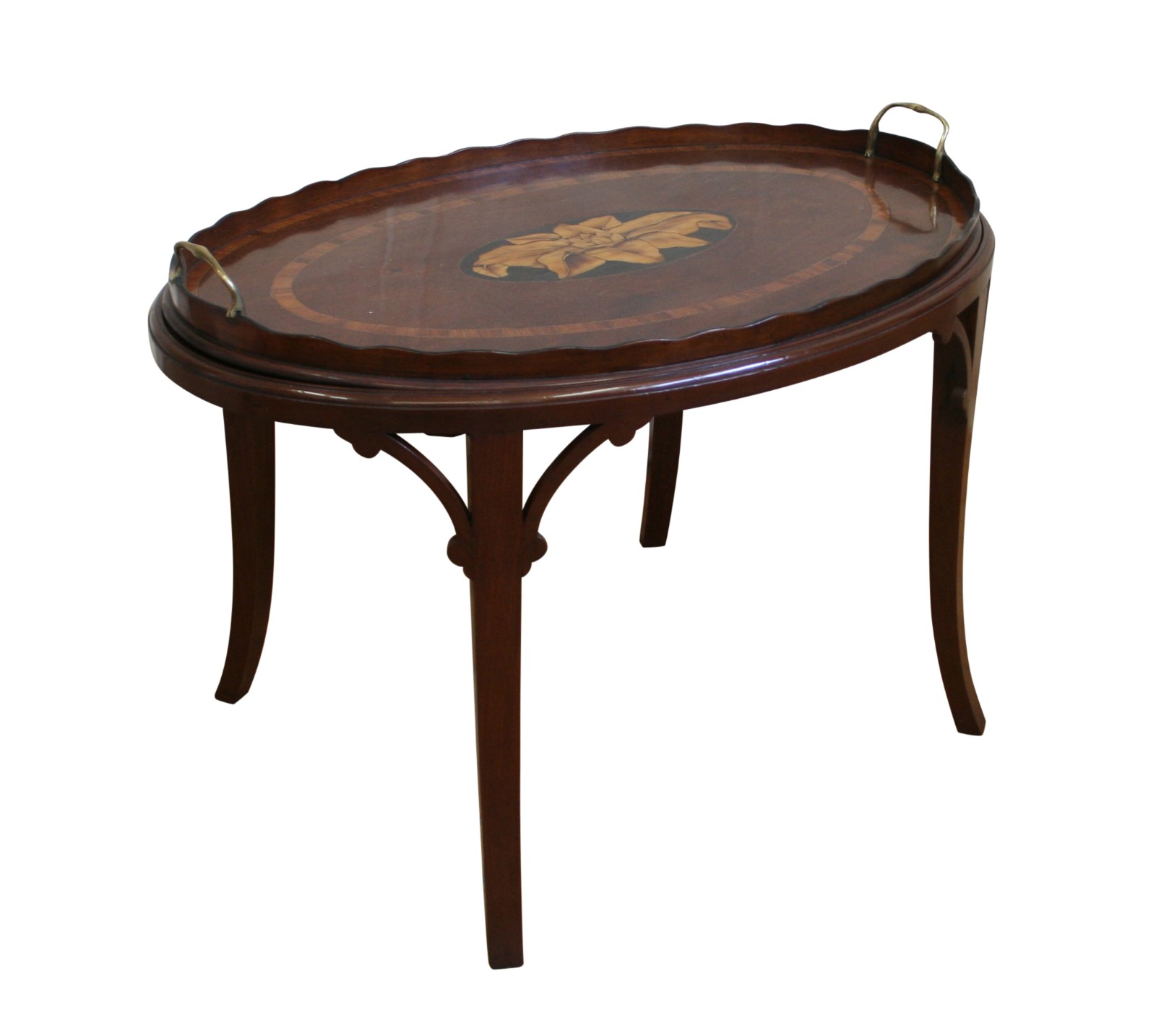 Georgian Mahogany Oval Tray on Later Stand (1 of 4)