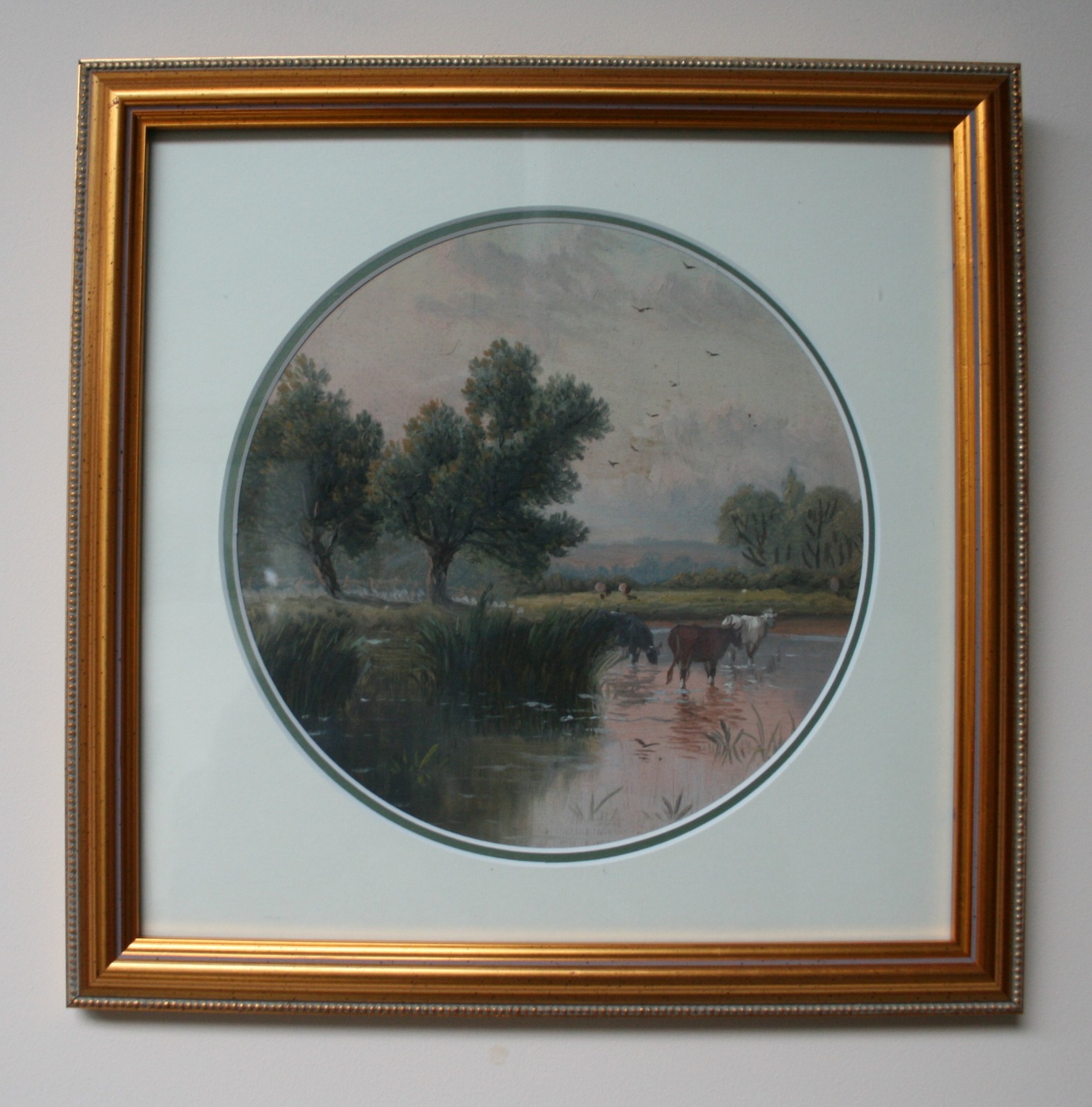 19th Century Oil Painting of Cattle at the River (1 of 1)