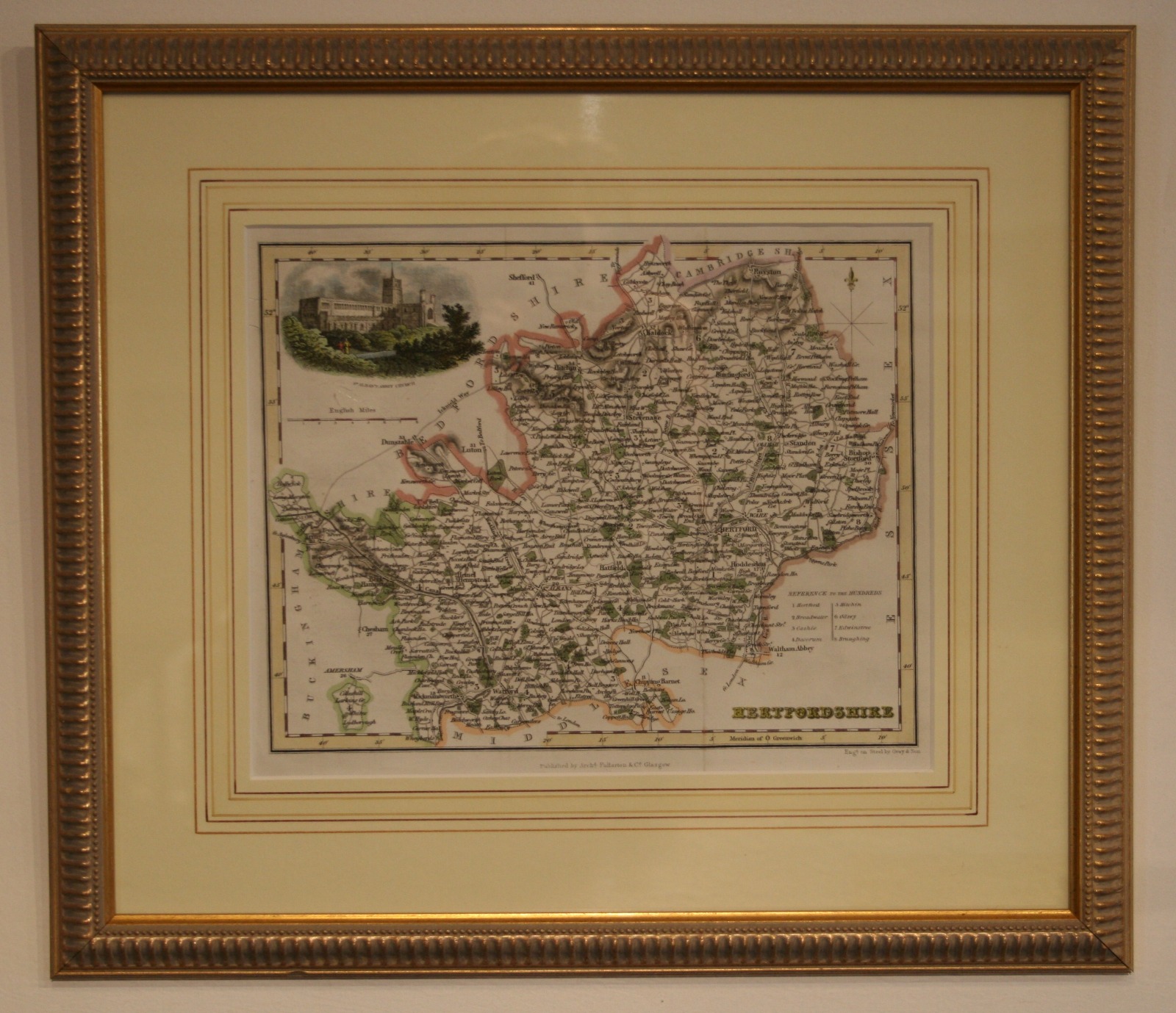 Victorian Hand Coloured Map of Hertfordshire (1 of 1)
