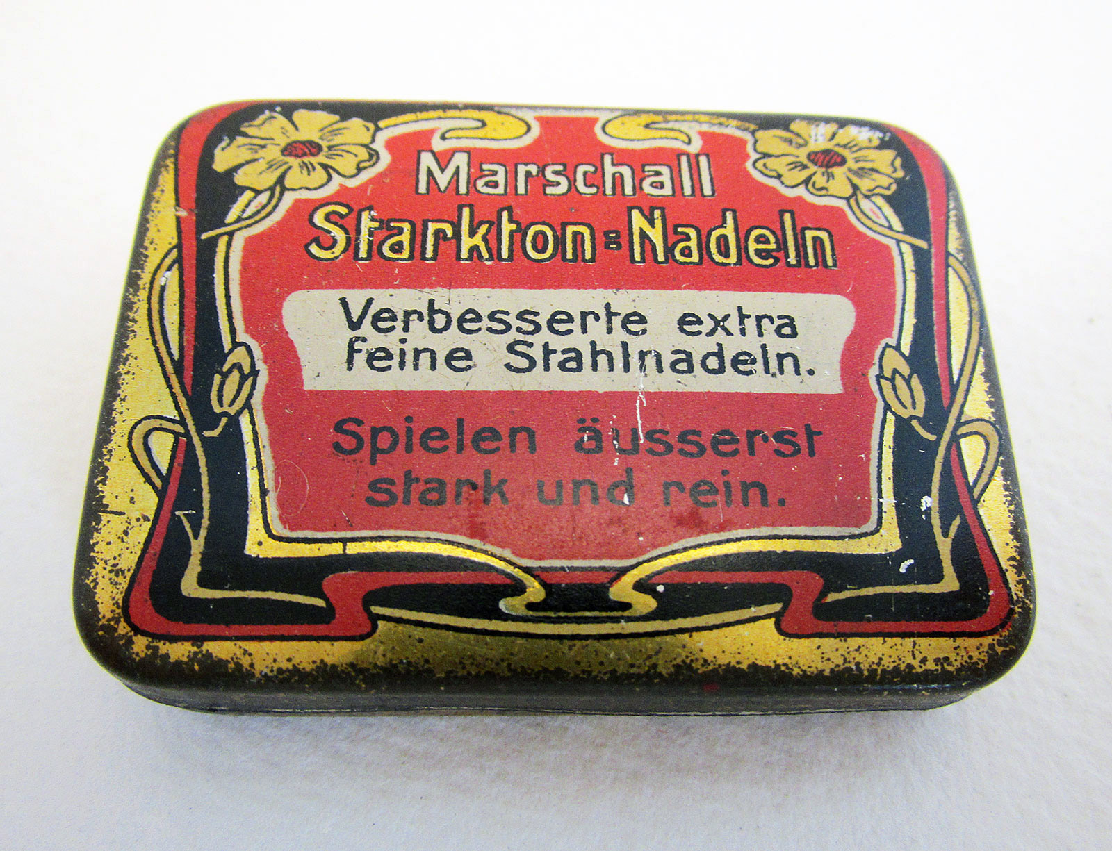 German Marschall Starkton Stahl Nadeln Gramophone Needle Metal Tin Case Box c.1920 (1 of 4)