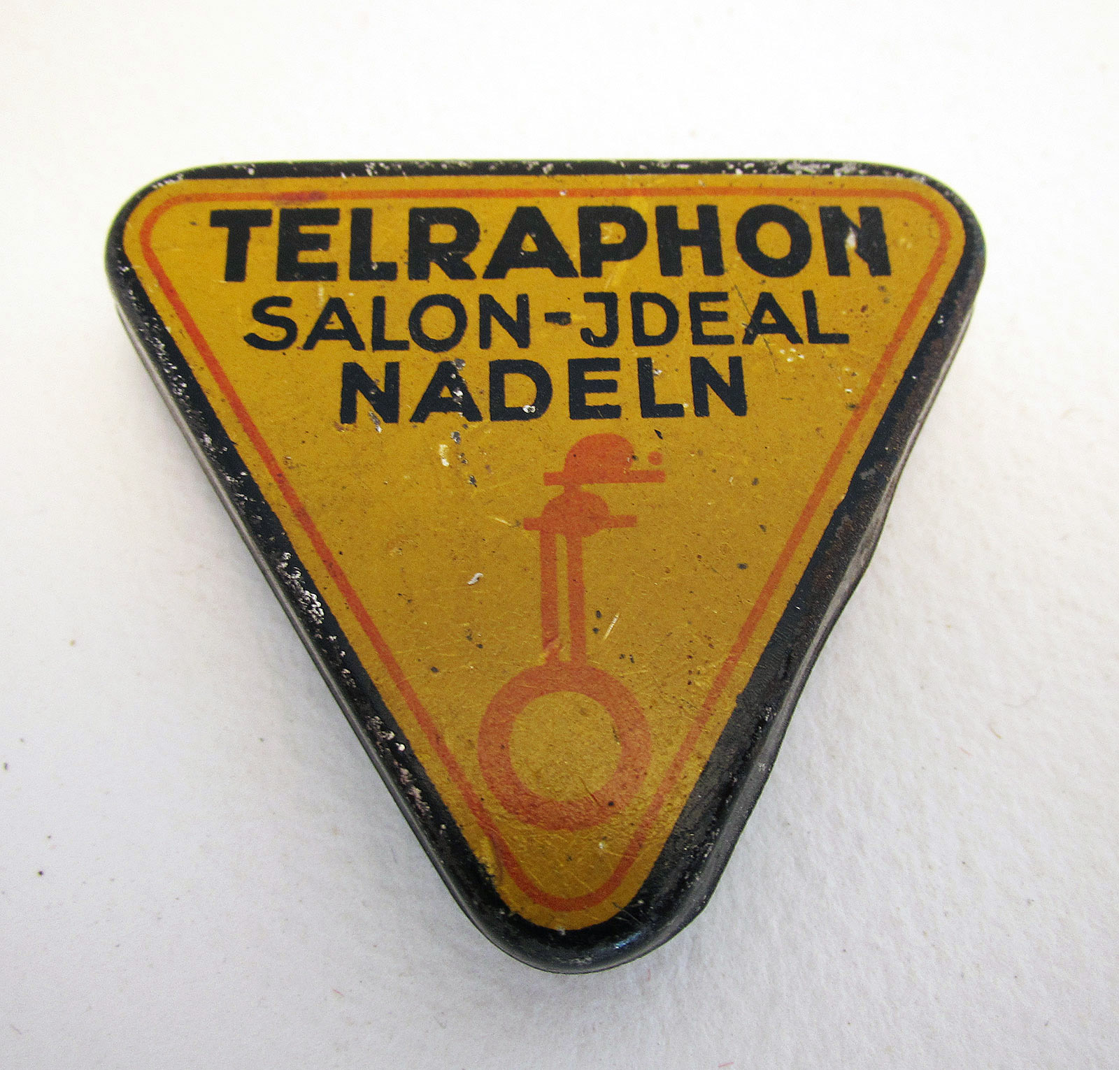 German Triangular Gramophone Needle Tin Case Box Telraphon Salon-Jdeal Nadeln c.1920 (1 of 4)
