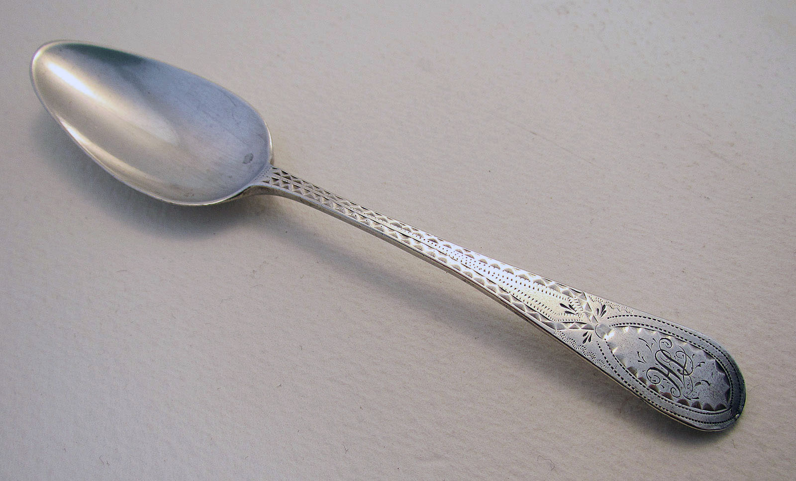Antique Bright-Cut George III Solid Sterling Silver English Tea Spoon 1795 (1 of 1) Antique Bright-Cut George III Solid Sterling Silver English Tea Spoon 1795 (1 of 1)