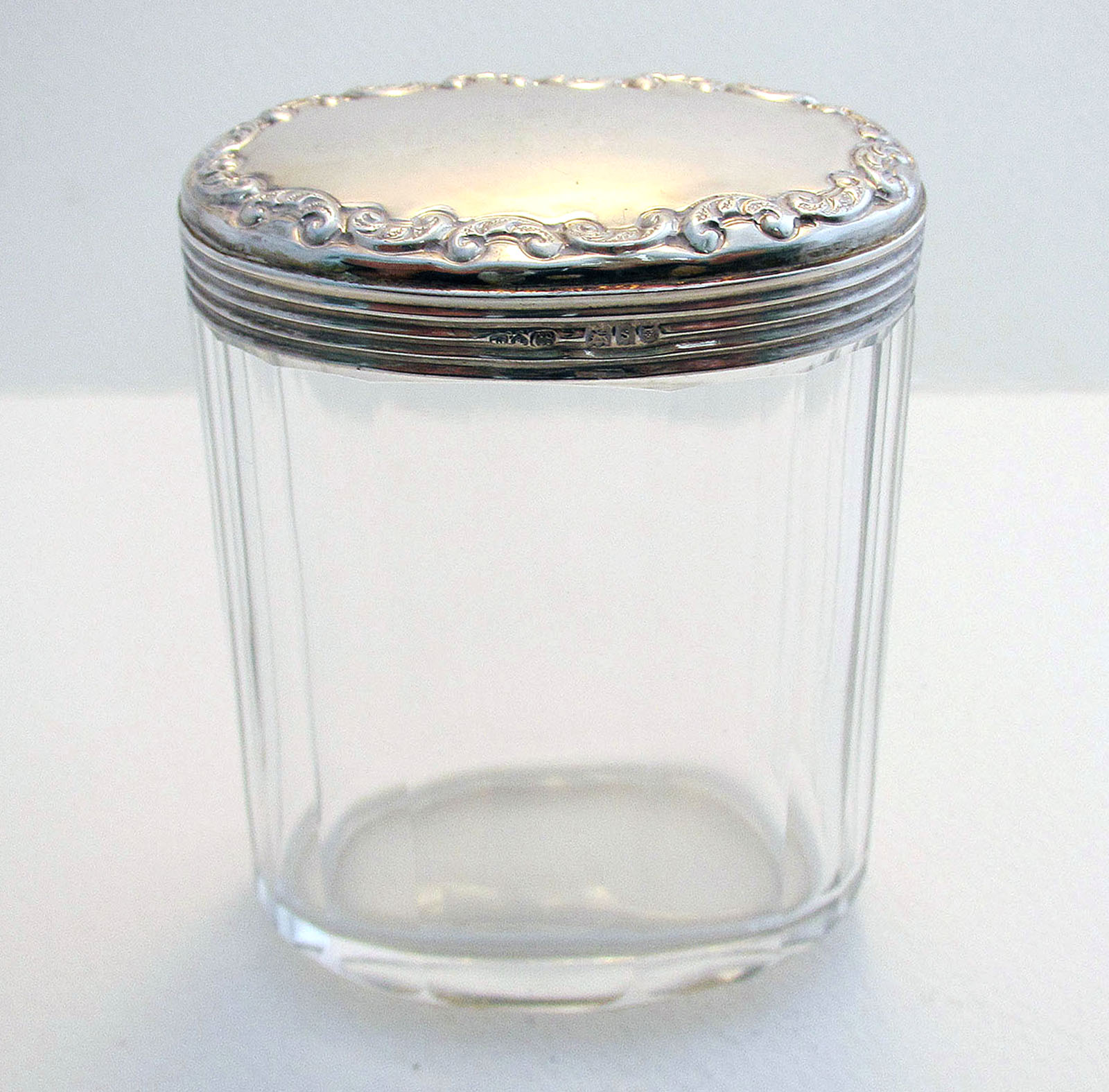 Antique Solid Sterling Silver English Dressing Table Top Lidded & Cut Glass Bottle / Jar / Pot / Container 1913 (1 of 1) Antique Solid Sterling Silver English Dressing Table Top Lidded & Cut Glass Bottle / Jar / Pot / Container 1913 (1 of 1)