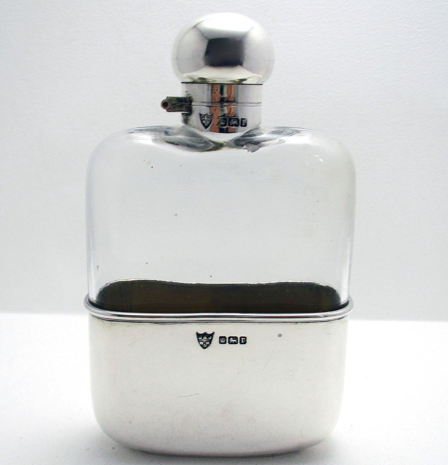 Top Quality Edwardian Solid Sterling Silver Mounted & Glass English Antique Spirit Whisky Hip Flask Bottle Container (1 of 1) Top Quality Edwardian Solid Sterling Silver Mounted & Glass English Antique Spirit Whisky Hip Flask Bottle Container (1 of 1)