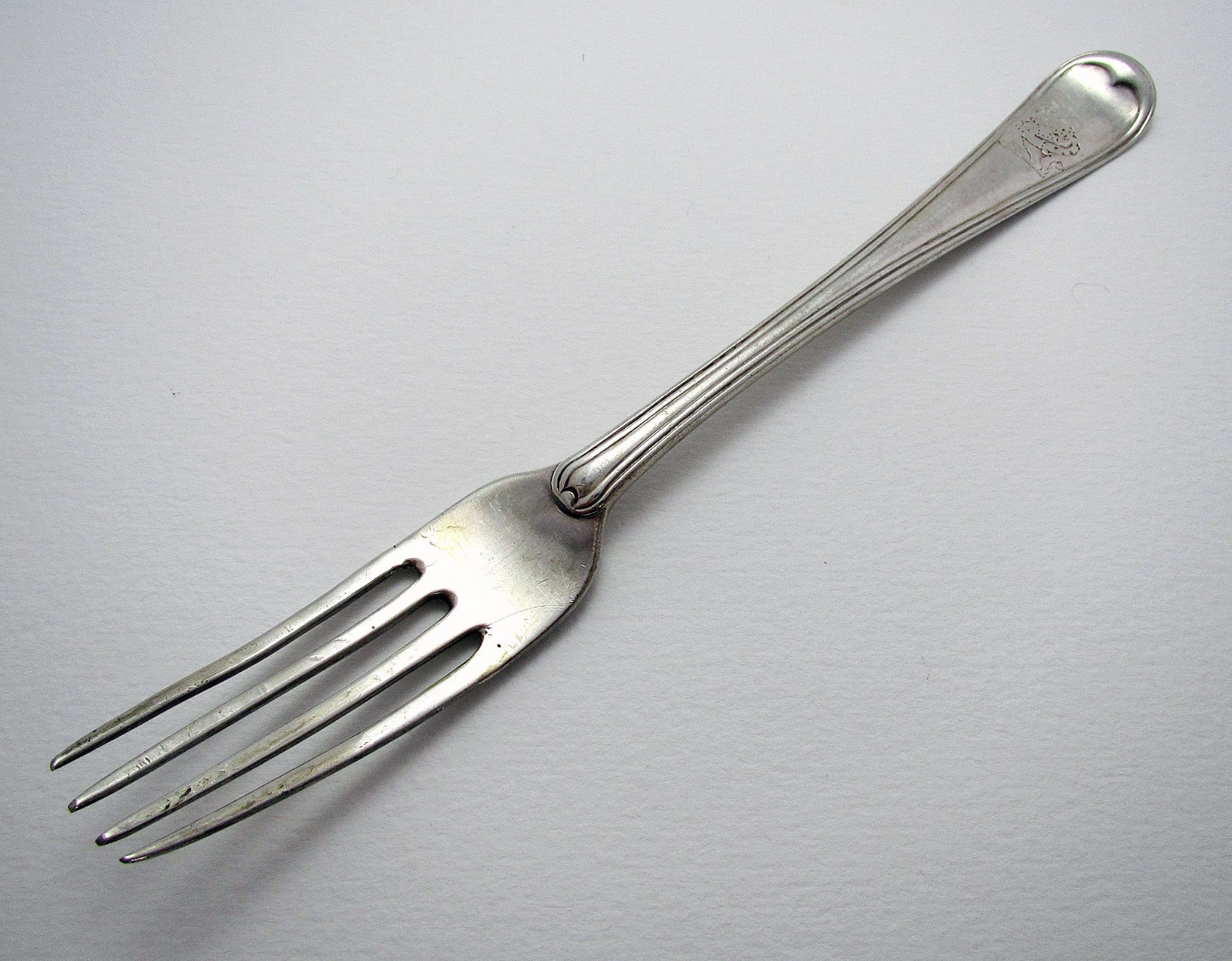 George III 18th Century (1787) Irish Georgian Solid Sterling Silver Antique Dessert Fork. John Power. (1 of 1) George III 18th Century (1787) Irish Georgian Solid Sterling Silver Antique Dessert Fork. John Power. (1 of 1)