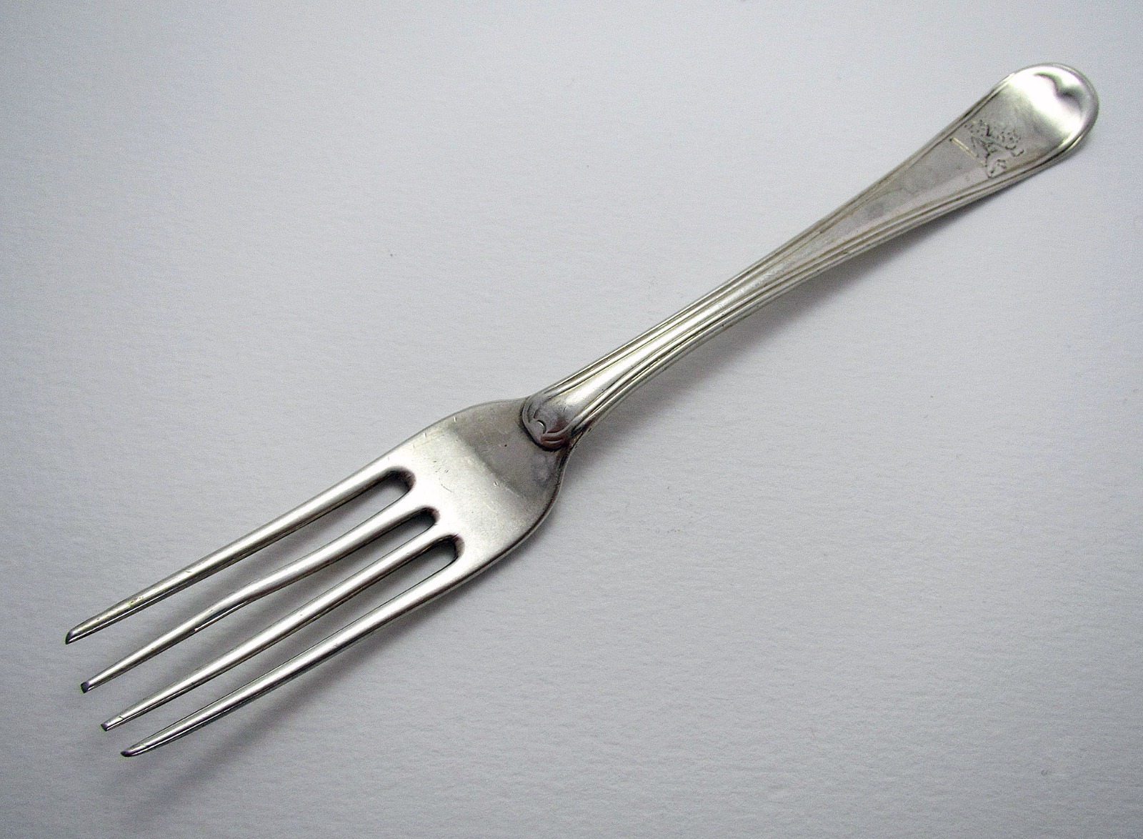 George III 18th-Century (1787) Irish Georgian Solid Sterling Silver Antique Dessert Fork. John Power. (1 of 1) George III 18th-Century (1787) Irish Georgian Solid Sterling Silver Antique Dessert Fork. John Power. (1 of 1)