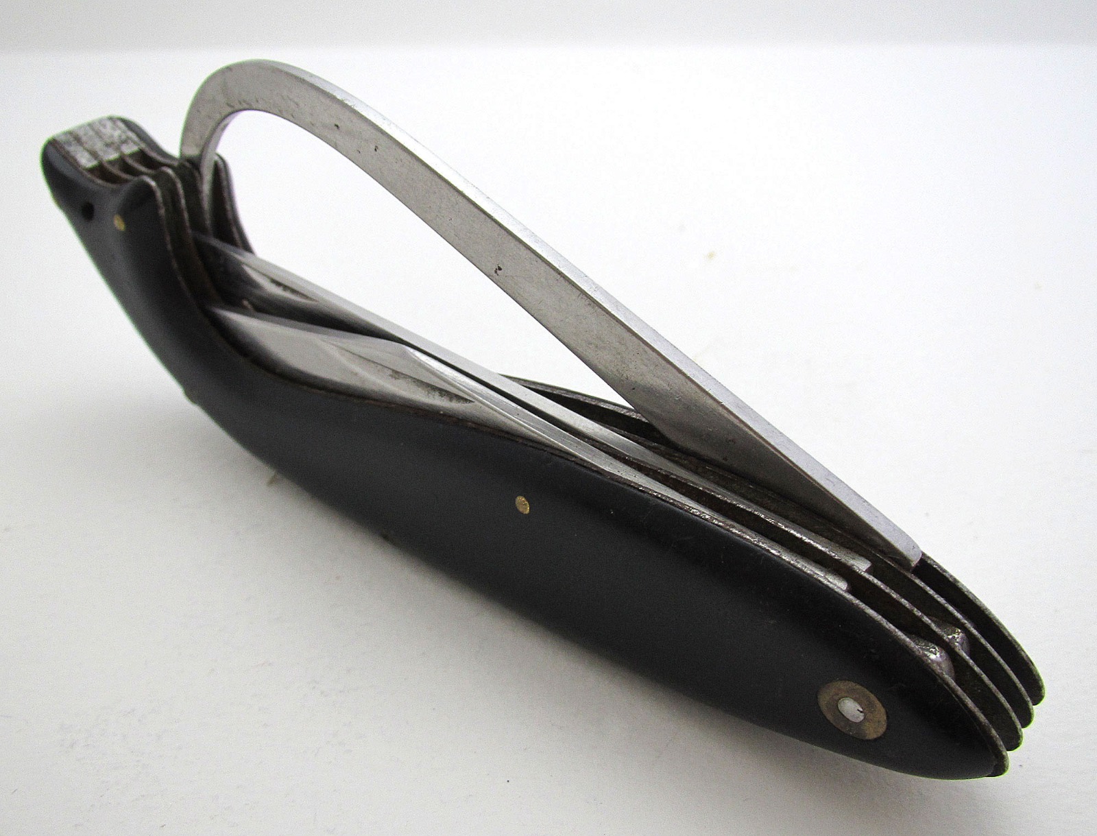 Rare Japanese Stainless Steel Fish Shape Fishing Folding Gaff Tool Hook Remover Scaler Filet. Japan Vintage c.1950 (1 of 10)