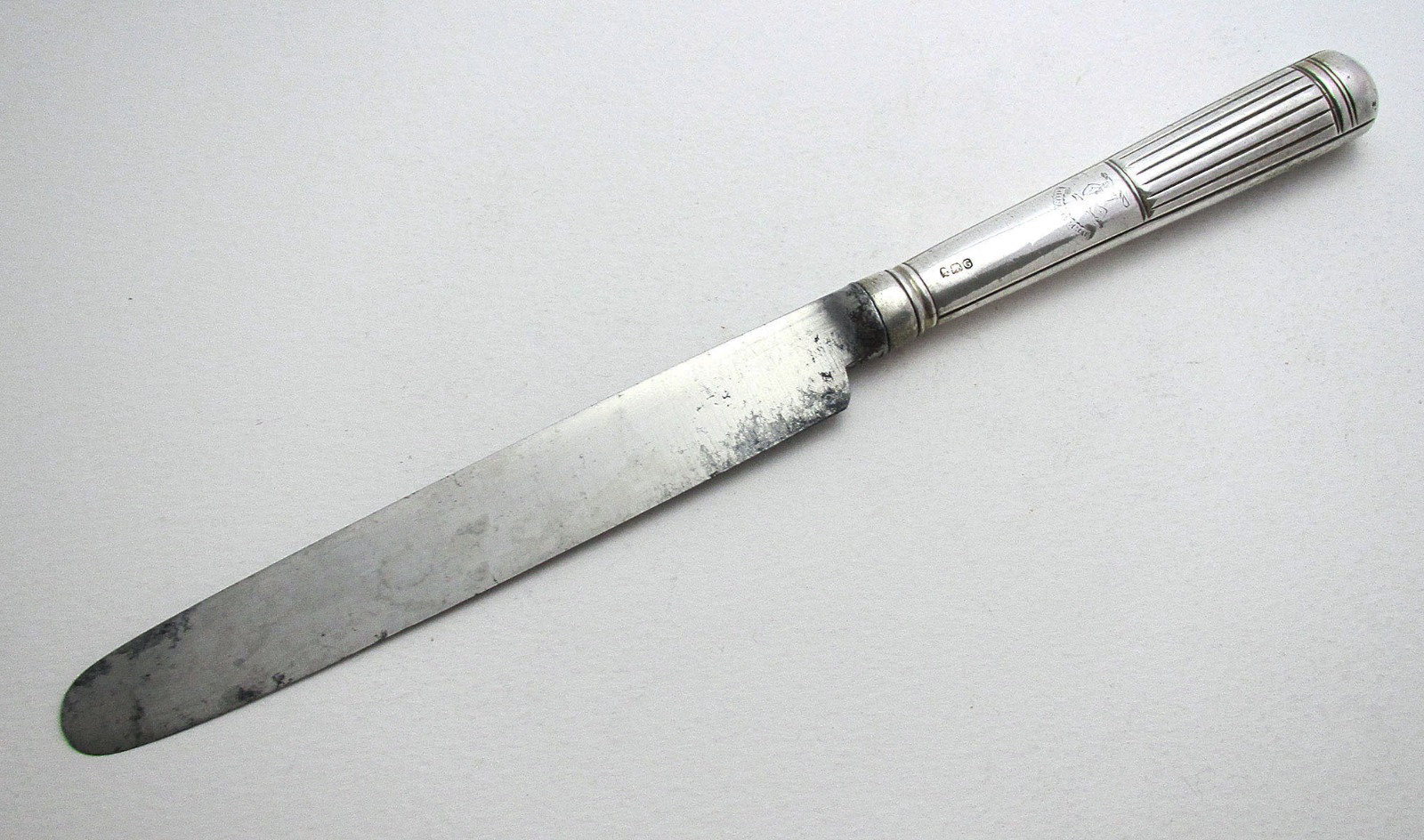 Moses Brent Georgian-George III Sterling Silver & Steel English Antique Dessert Knife 1802, Motto Dread God. (1 of 7) Moses Brent Georgian-George III Sterling Silver & Steel English Antique Dessert Knife 1802, Motto Dread God. (1 of 7)