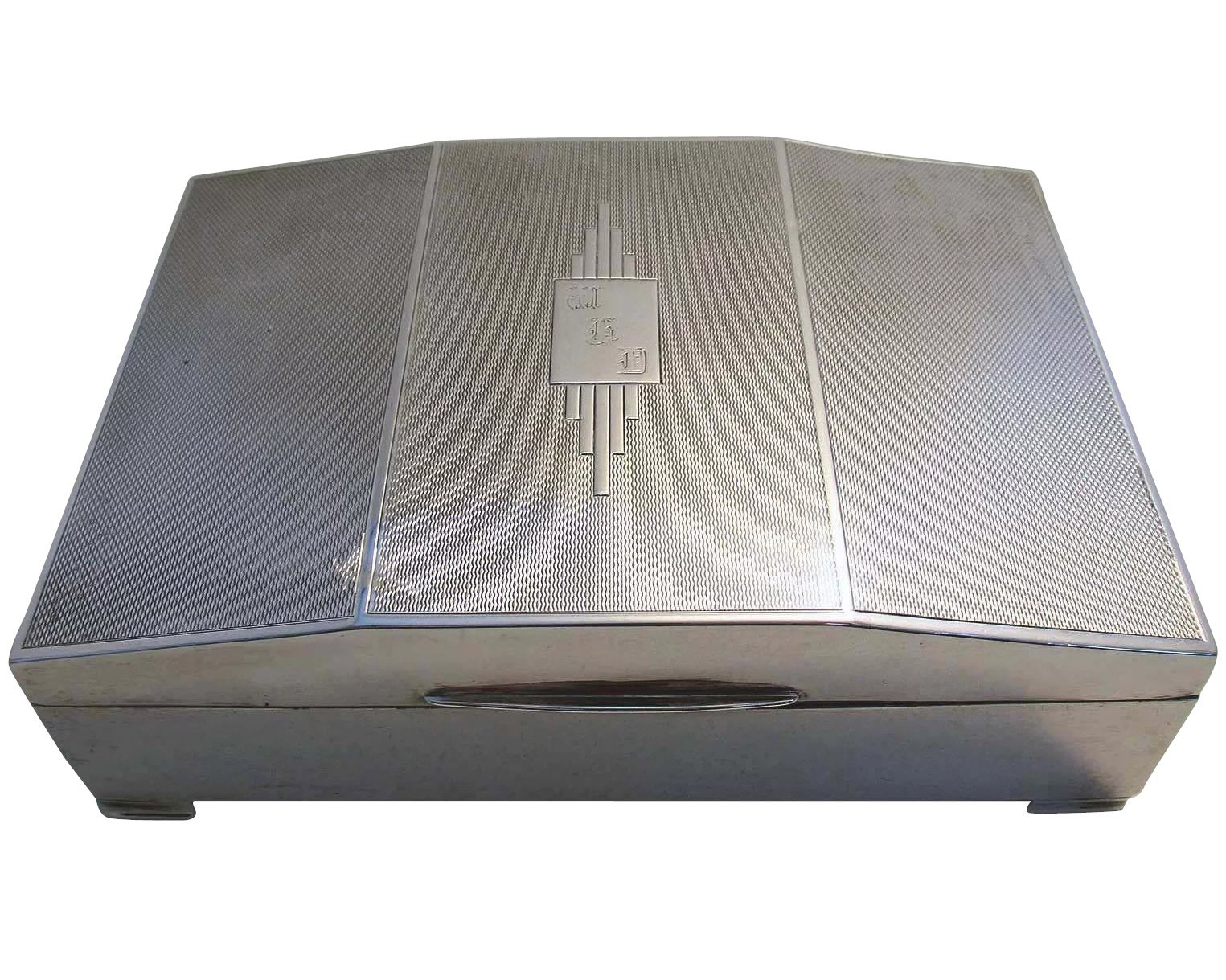Large Art Deco Solid Sterling Silver English-Birmingham Hallmarked Cigarette / Trinket Box Case. Vintage 1946 (1 of 1) Large Art Deco Solid Sterling Silver English-Birmingham Hallmarked Cigarette / Trinket Box Case. Vintage 1946 (1 of 1)