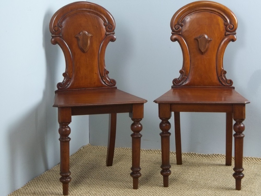 Antique Pair of Early Victorian Mahogany Hall Side Chairs (1 of 10) Antique Pair of Early Victorian Mahogany Hall Side Chairs (1 of 10)