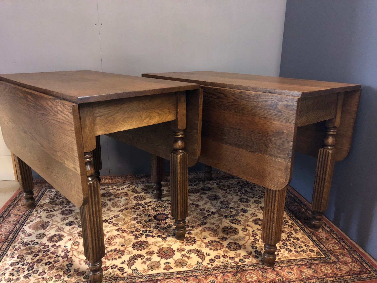 Pair of Unusual Antique Oak Drop Leaf Tables (1 of 1) Pair of Unusual Antique Oak Drop Leaf Tables (1 of 1)