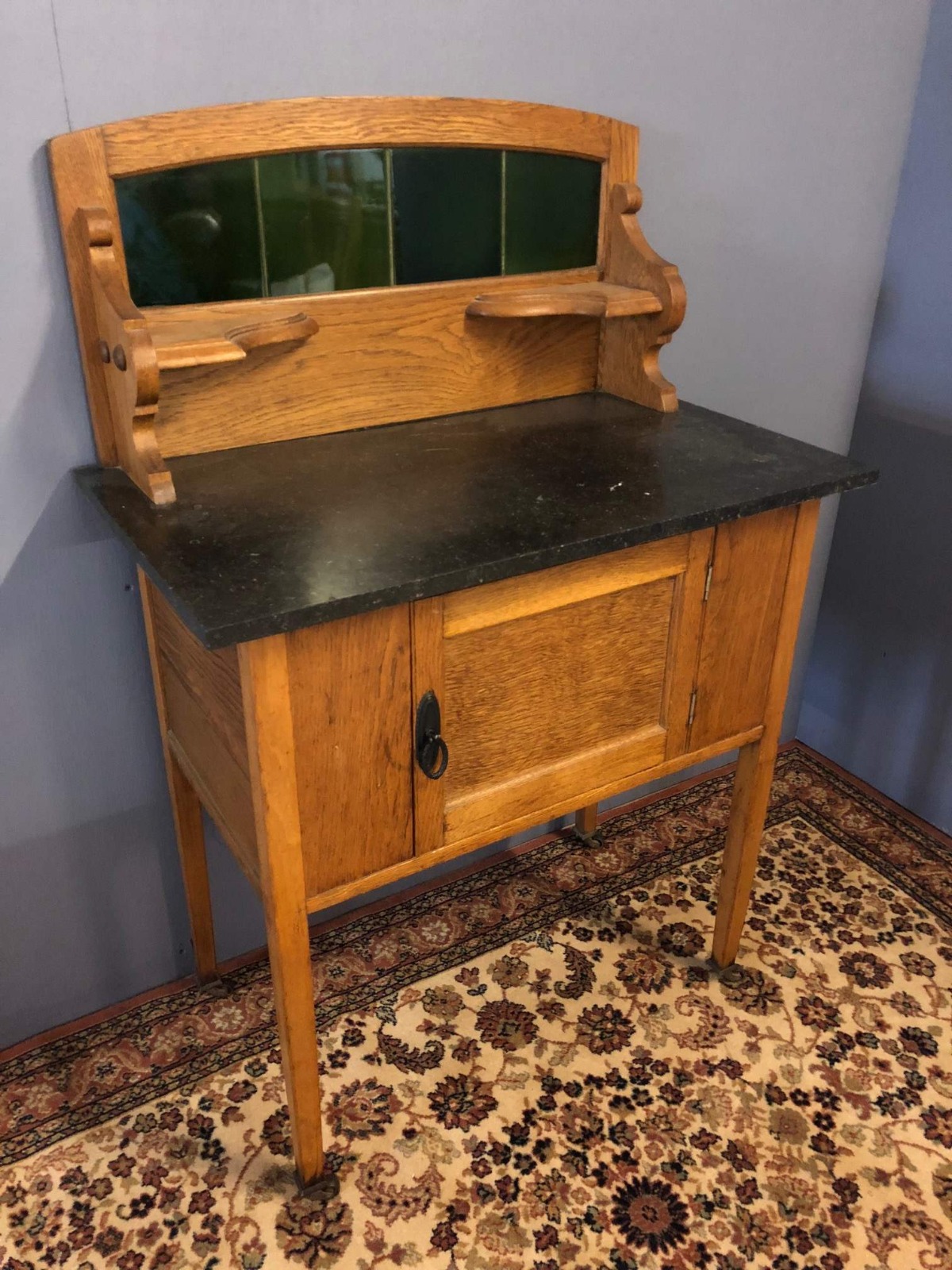 Oak Washstand Cupboard with Marble Top c.1940 (1 of 1) Oak Washstand Cupboard with Marble Top c.1940 (1 of 1)