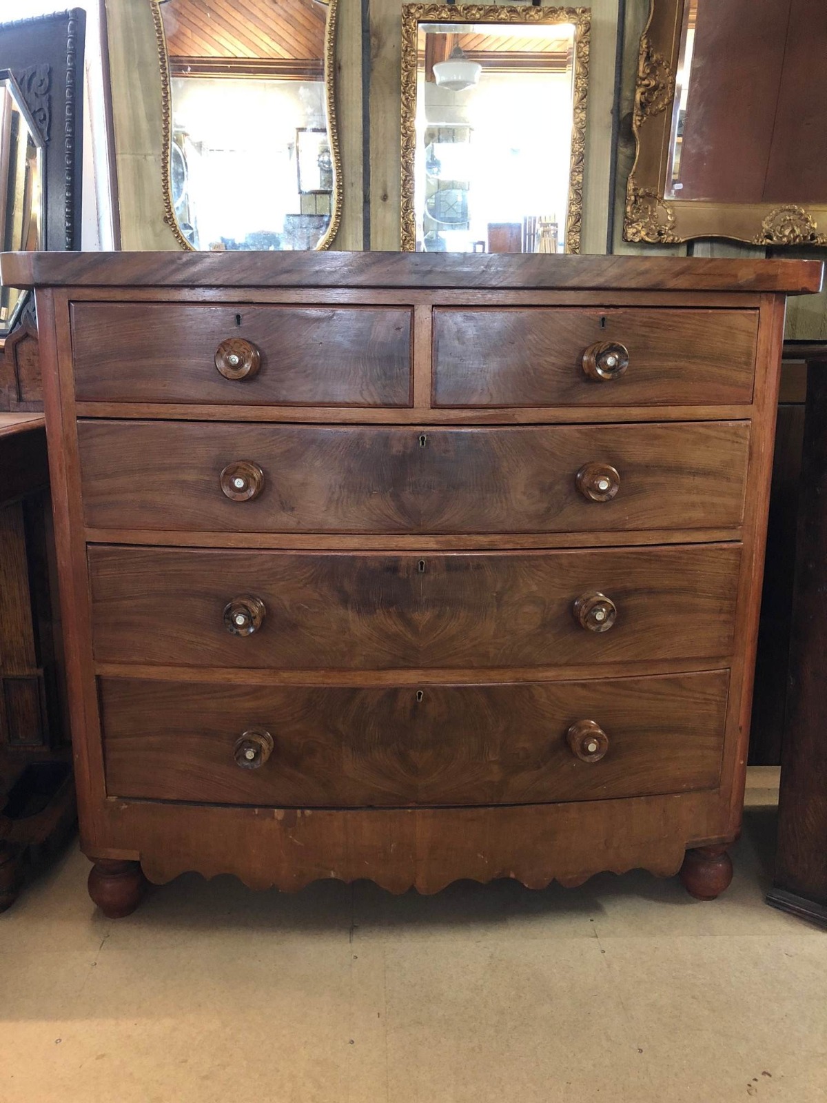 Burr Mahogany Bow Fronted Chest of Drawers (1 of 1) Burr Mahogany Bow Fronted Chest of Drawers (1 of 1)