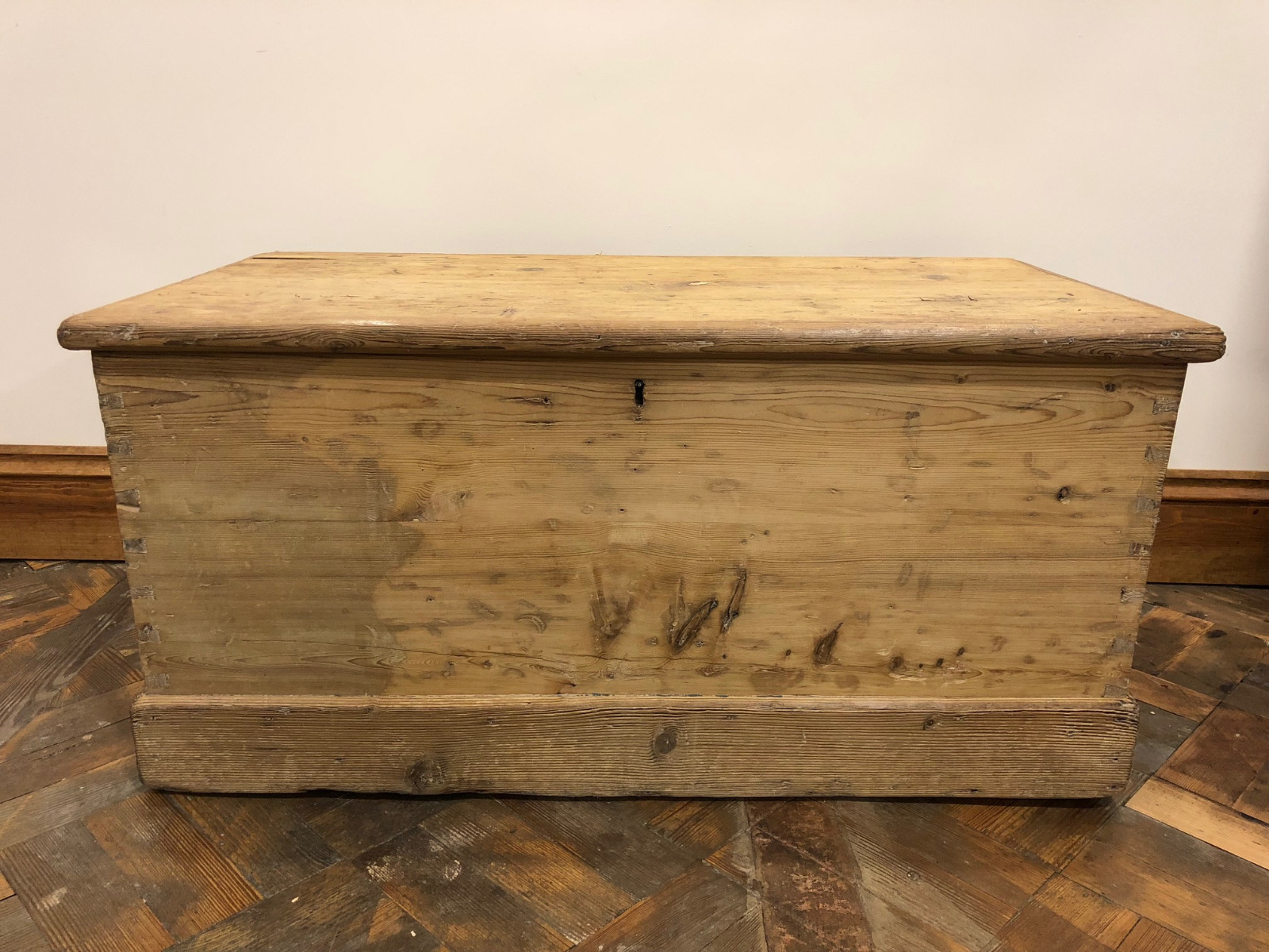 19th Century Stripped Pine Chest with Original Iron Handles (1 of 1) 19th Century Stripped Pine Chest with Original Iron Handles (1 of 1)