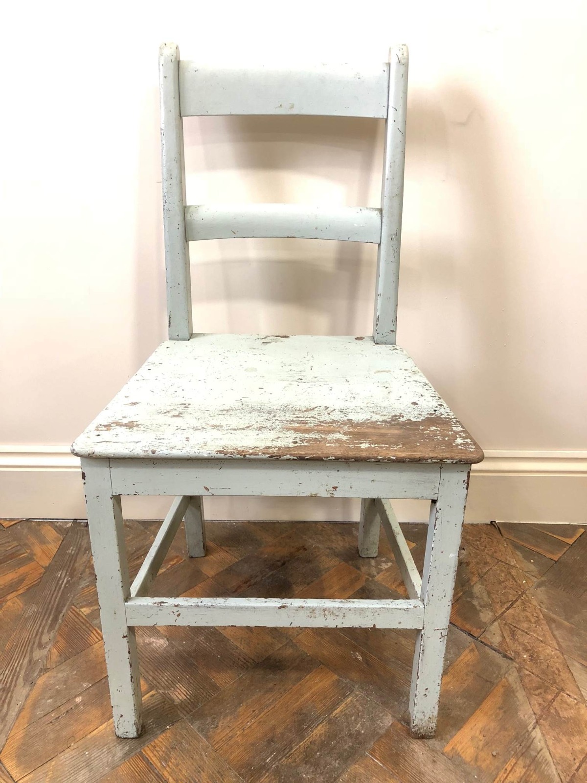 Distressed Pastel Green Painted Farmhouse Kitchen Chair - B-10