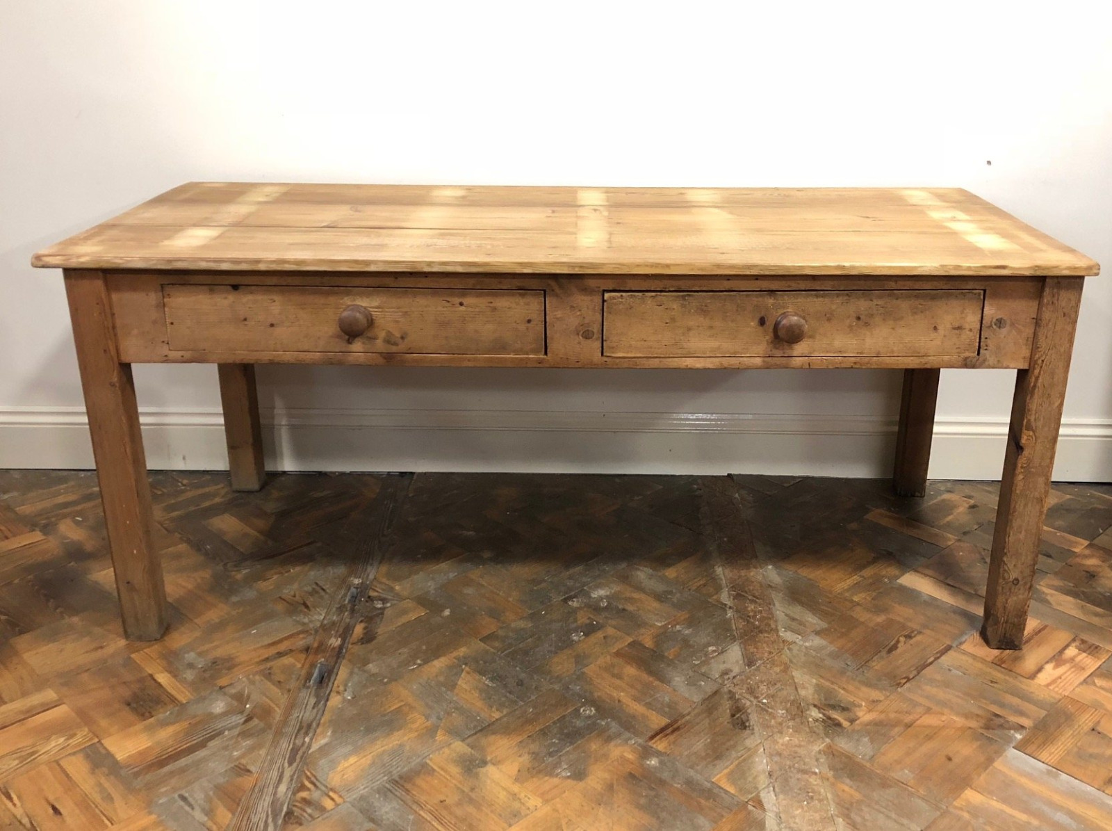Large Scrub Top Pine Table with Two Drawers (1 of 1) Large Scrub Top Pine Table with Two Drawers (1 of 1)