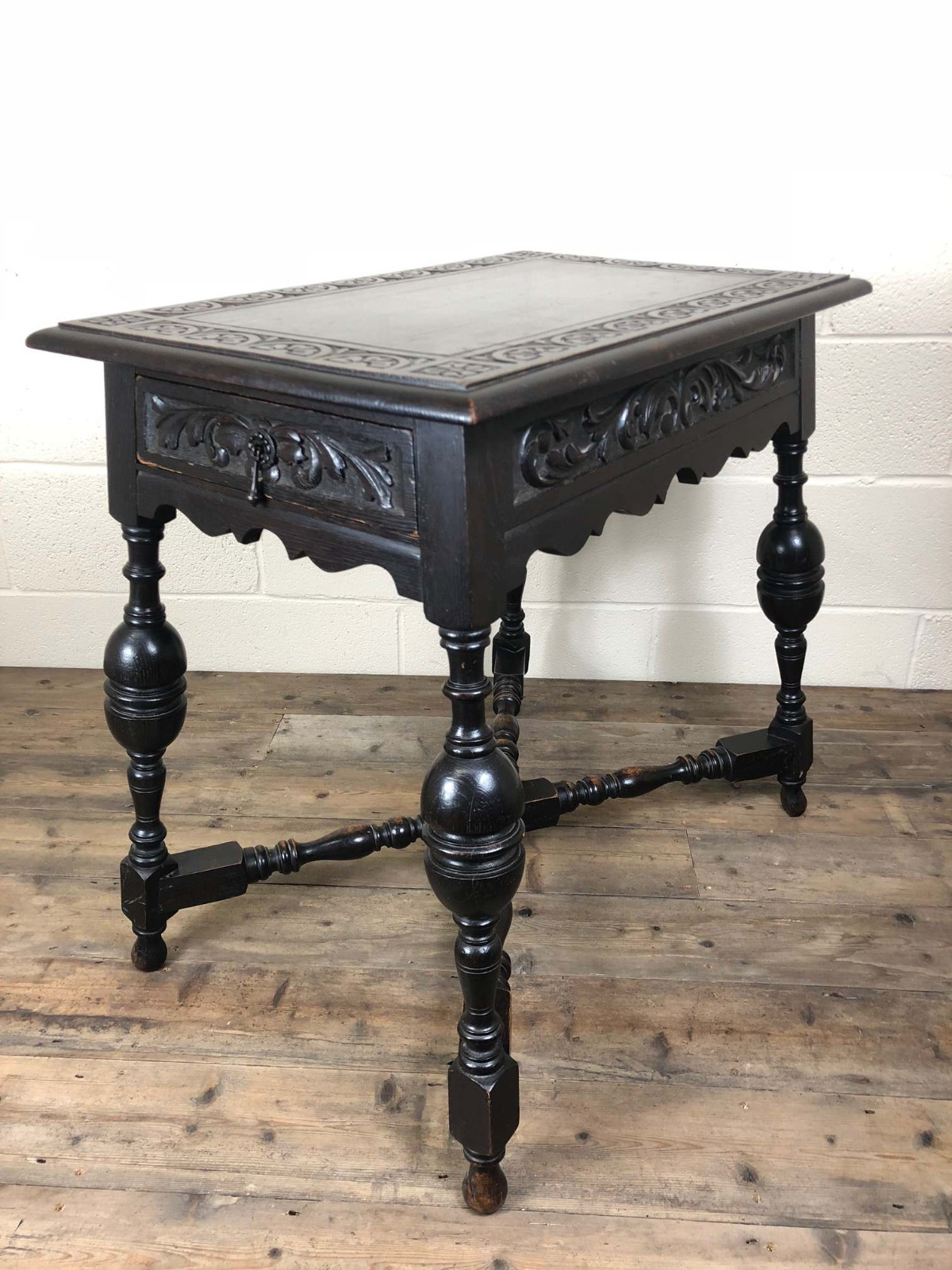 Carved Oak Side Table with Drawer C.1920 (1 of 1) Carved Oak Side Table with Drawer C.1920 (1 of 1)