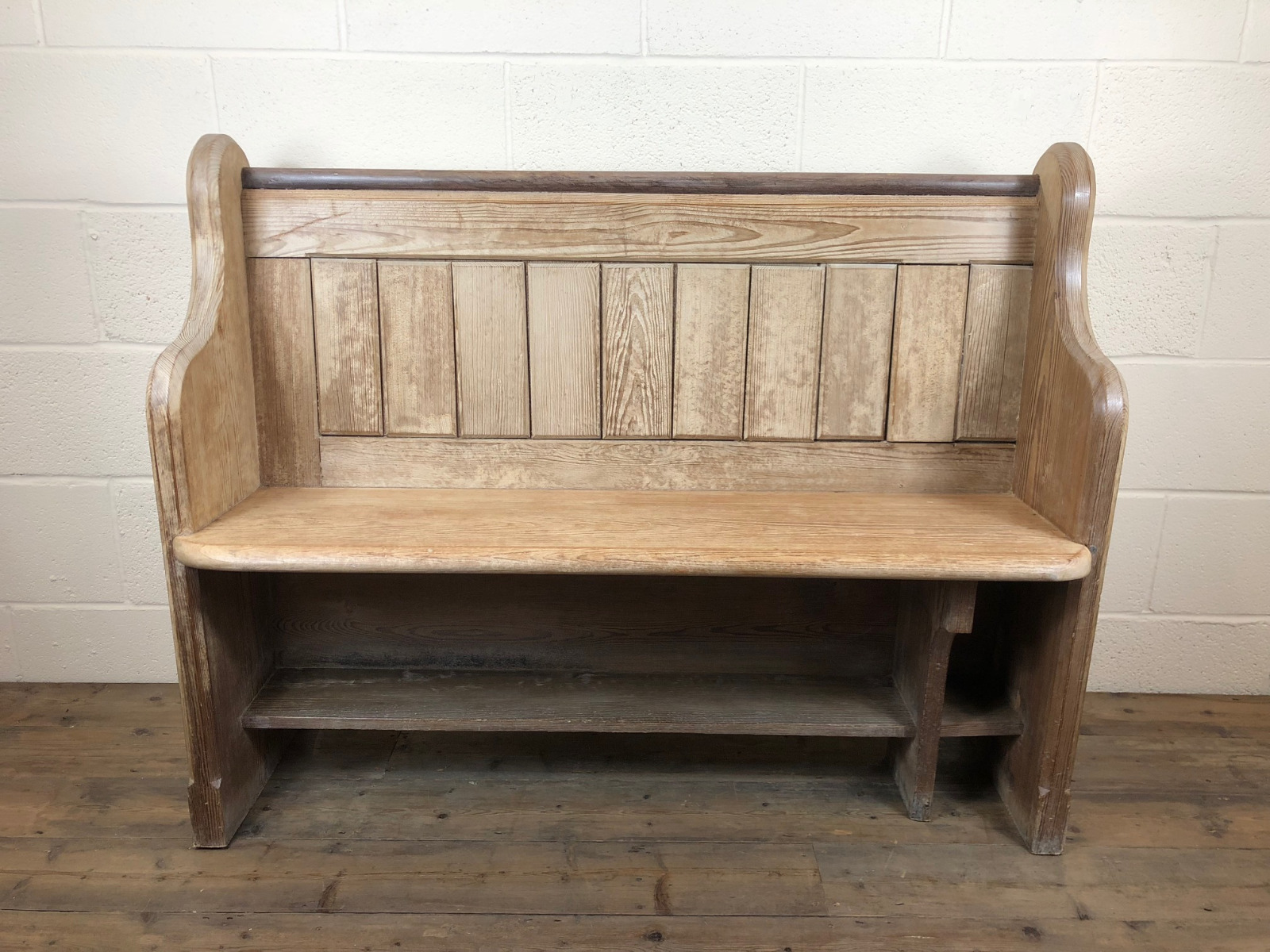 Stripped 4ft Pitch Pine Chapel Pew with Enamel Numbers (1 of 1) Stripped 4ft Pitch Pine Chapel Pew with Enamel Numbers (1 of 1)