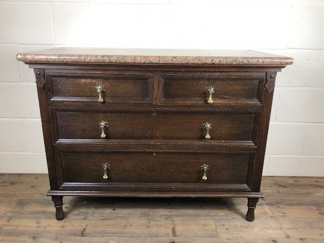Oak Chest of Drawers with Marble Top (1 of 1) Oak Chest of Drawers with Marble Top (1 of 1)